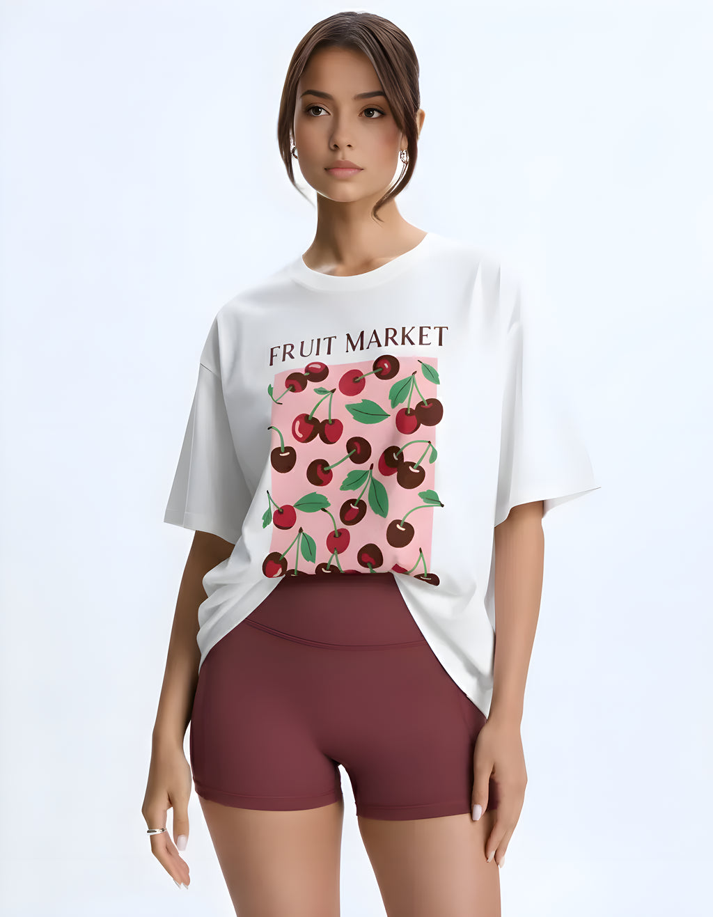 Fruit Market Oversized Graphic White T-Shirt
