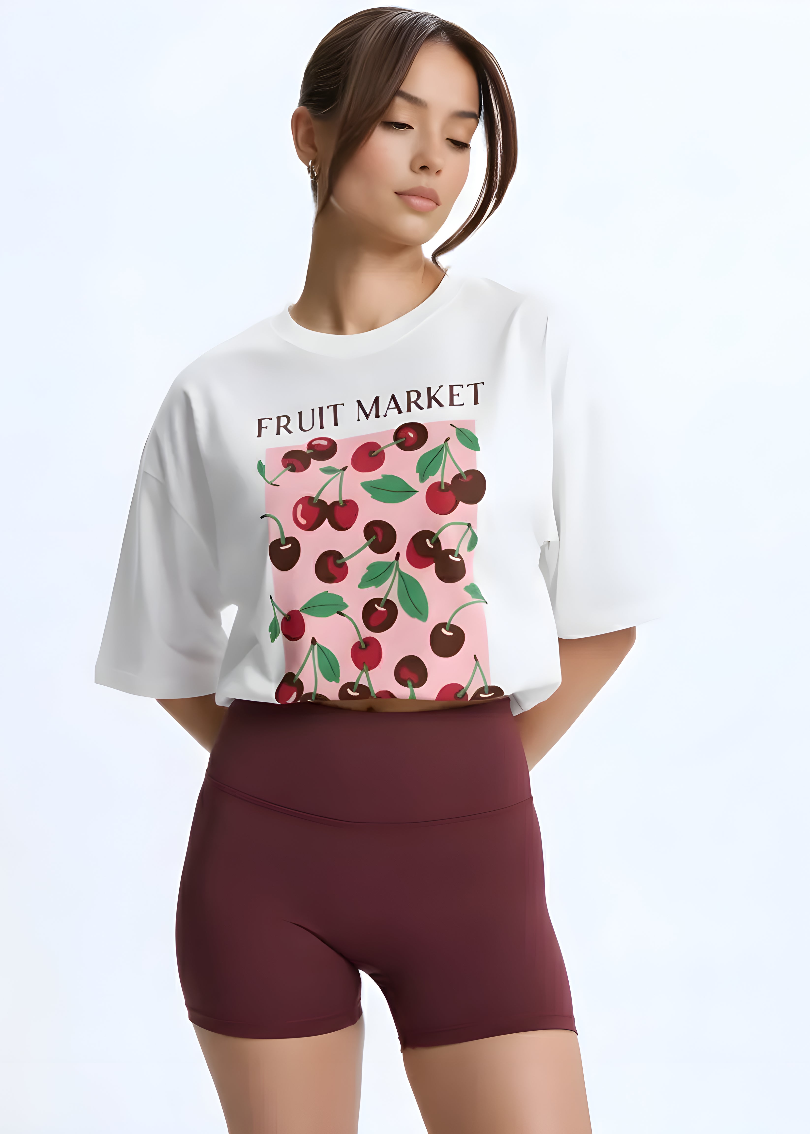 Fruit Market Oversized Graphic White T-Shirt