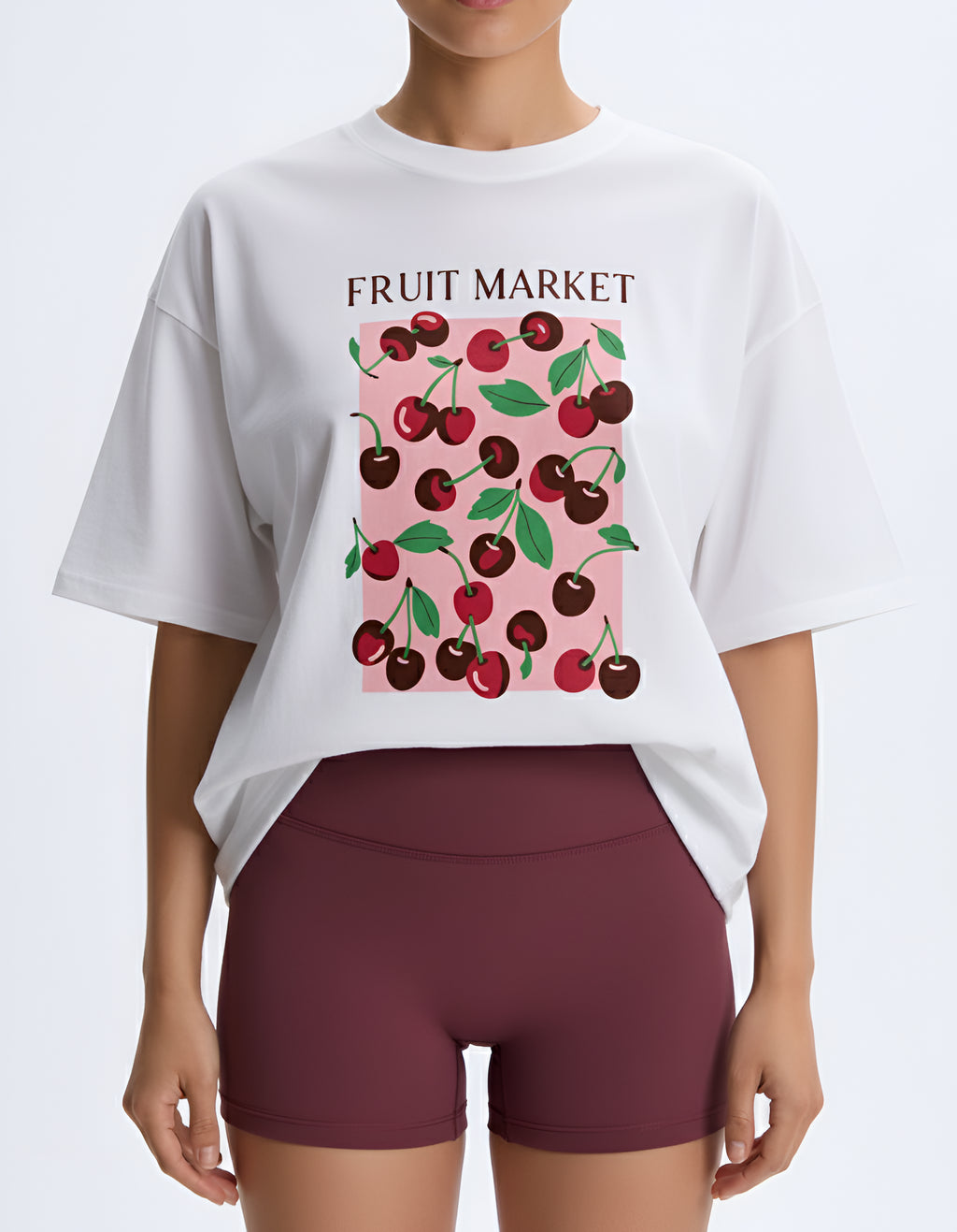 Fruit Market Oversized Graphic White T-Shirt
