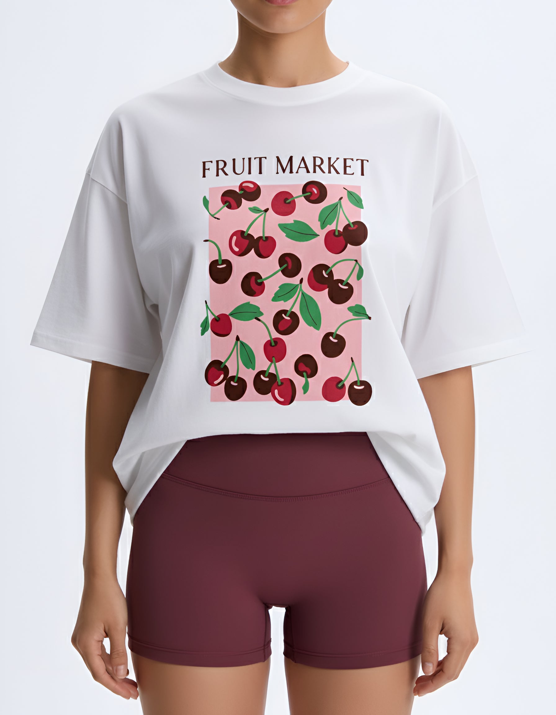 Fruit Market Oversized Graphic White T-Shirt