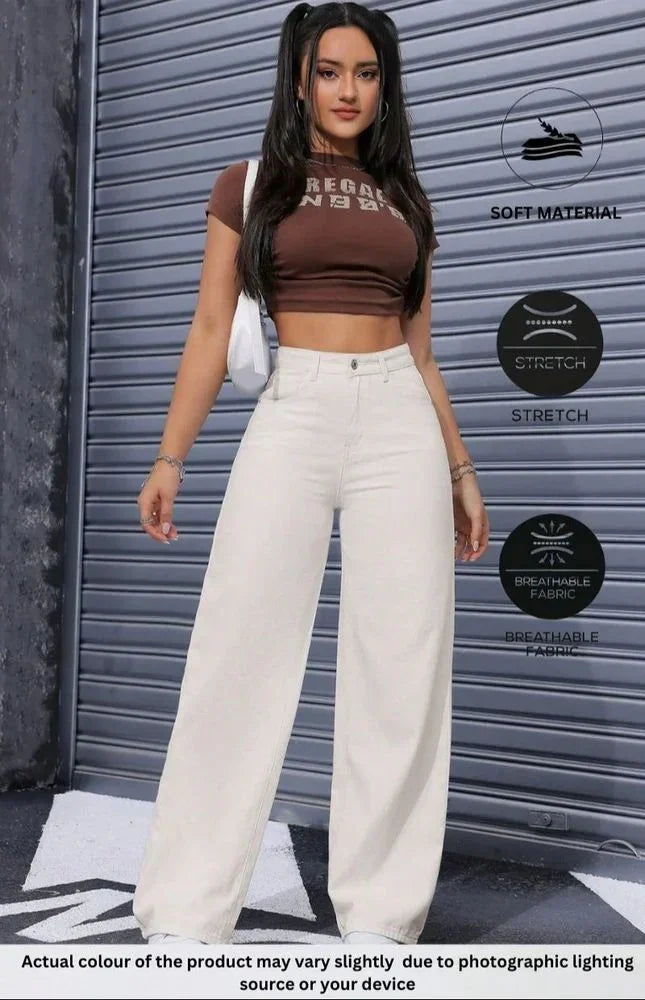 Bellbum Wide Leg Jeans Creme Denim - Bellbum
