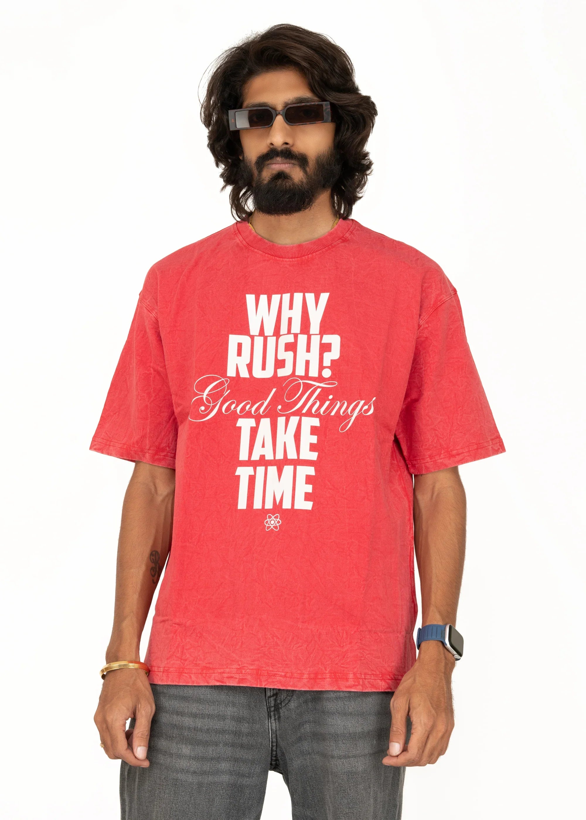 Why Rush Acid Wash Oversized T-Shirt - Bellbum