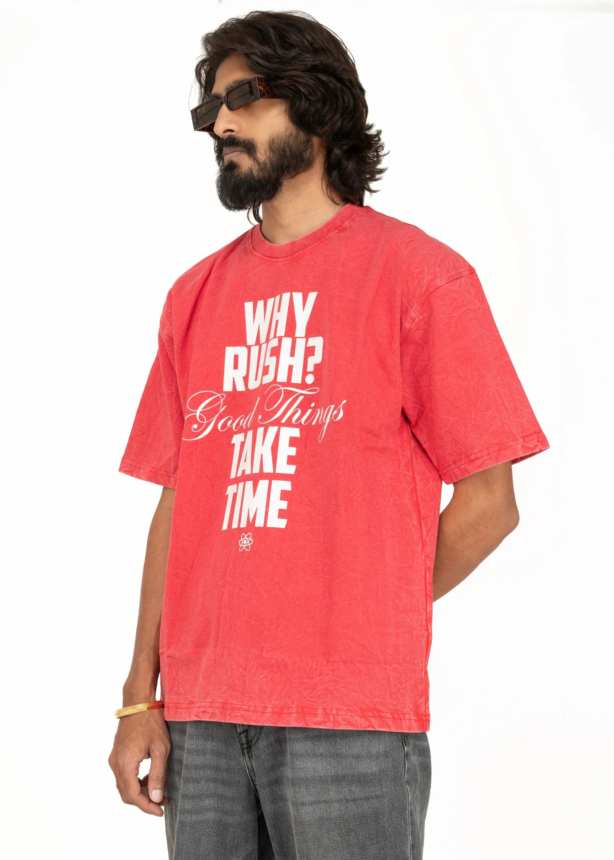 Why Rush Acid Wash Oversized T-Shirt - Bellbum
