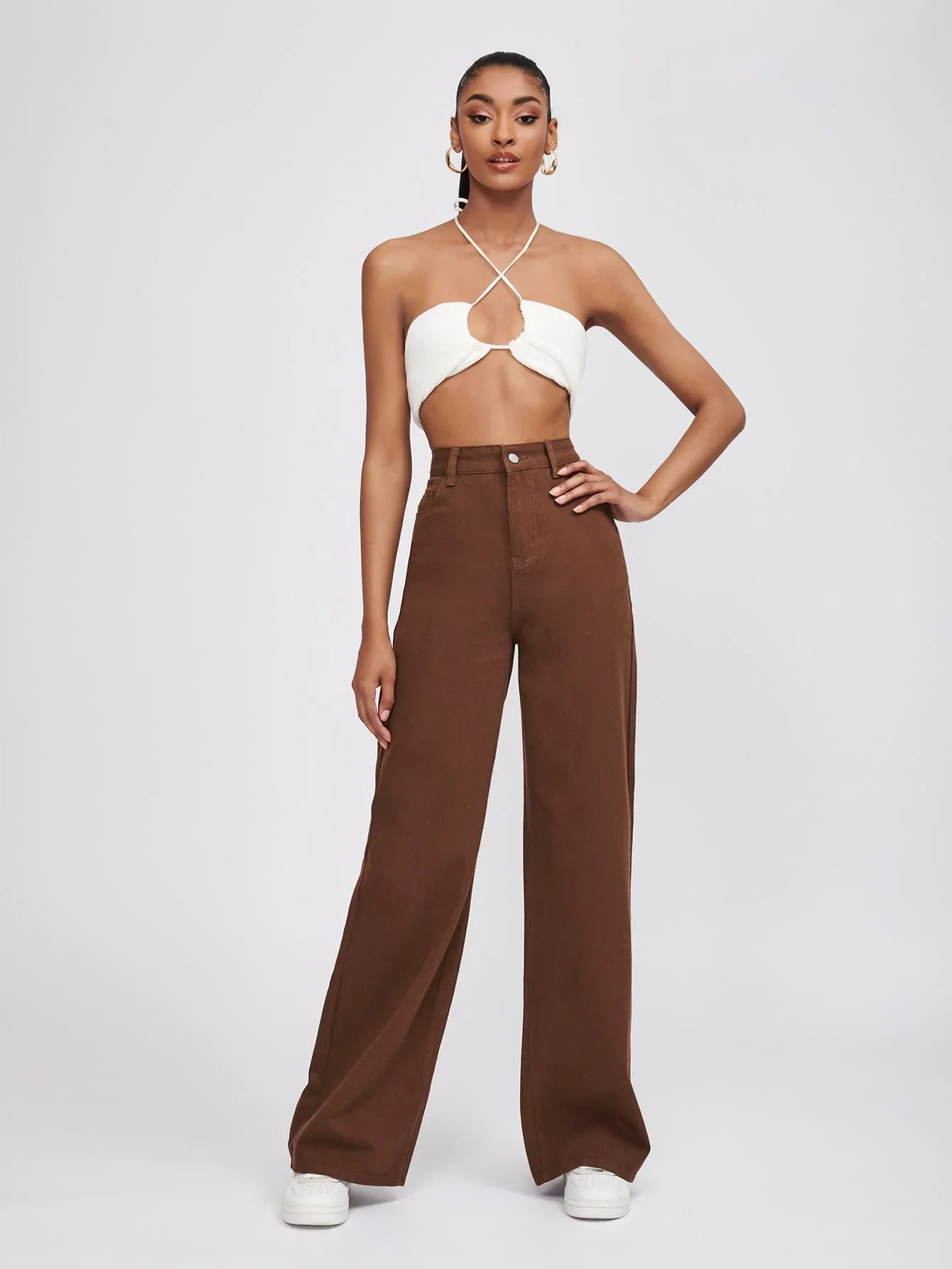 Bellbum Wide Leg Jeans Brown Denim - Bellbum