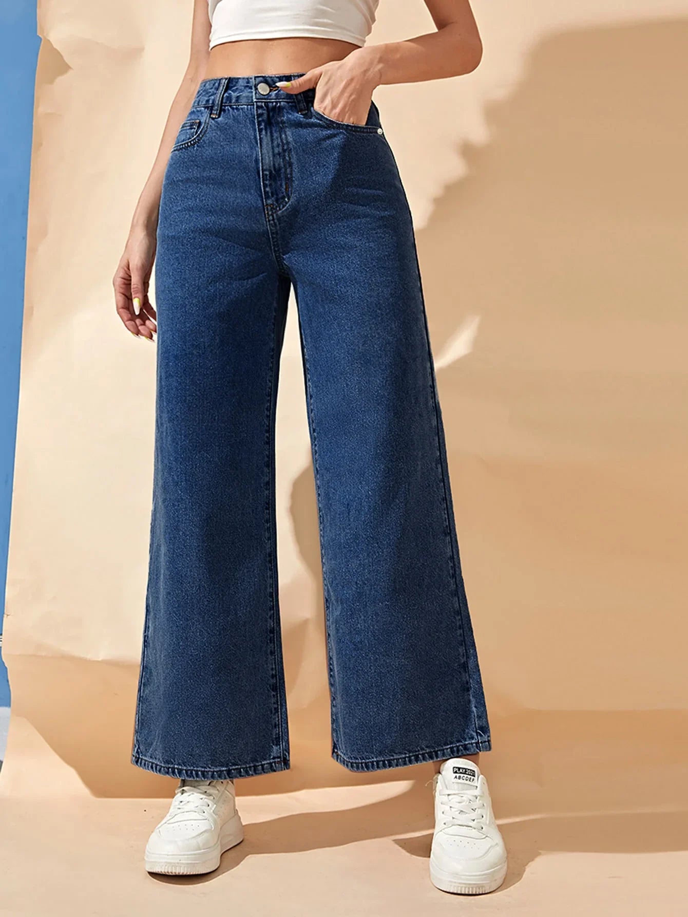 Bellbum Wide Leg Jeans Dark Blue Denim - Bellbum