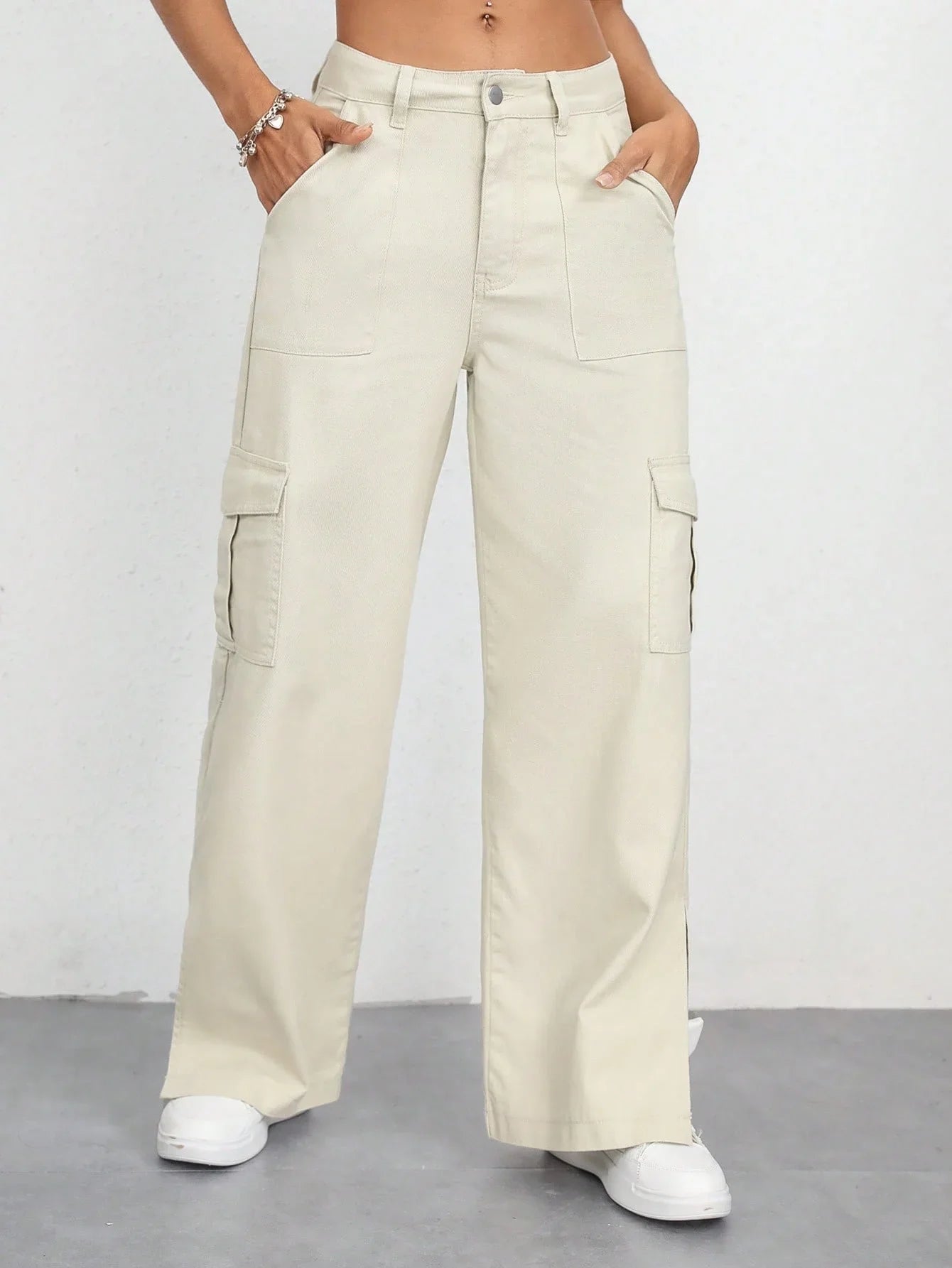 Bellbum Ladies Cargo Jeans Beige Denim - Bellbum