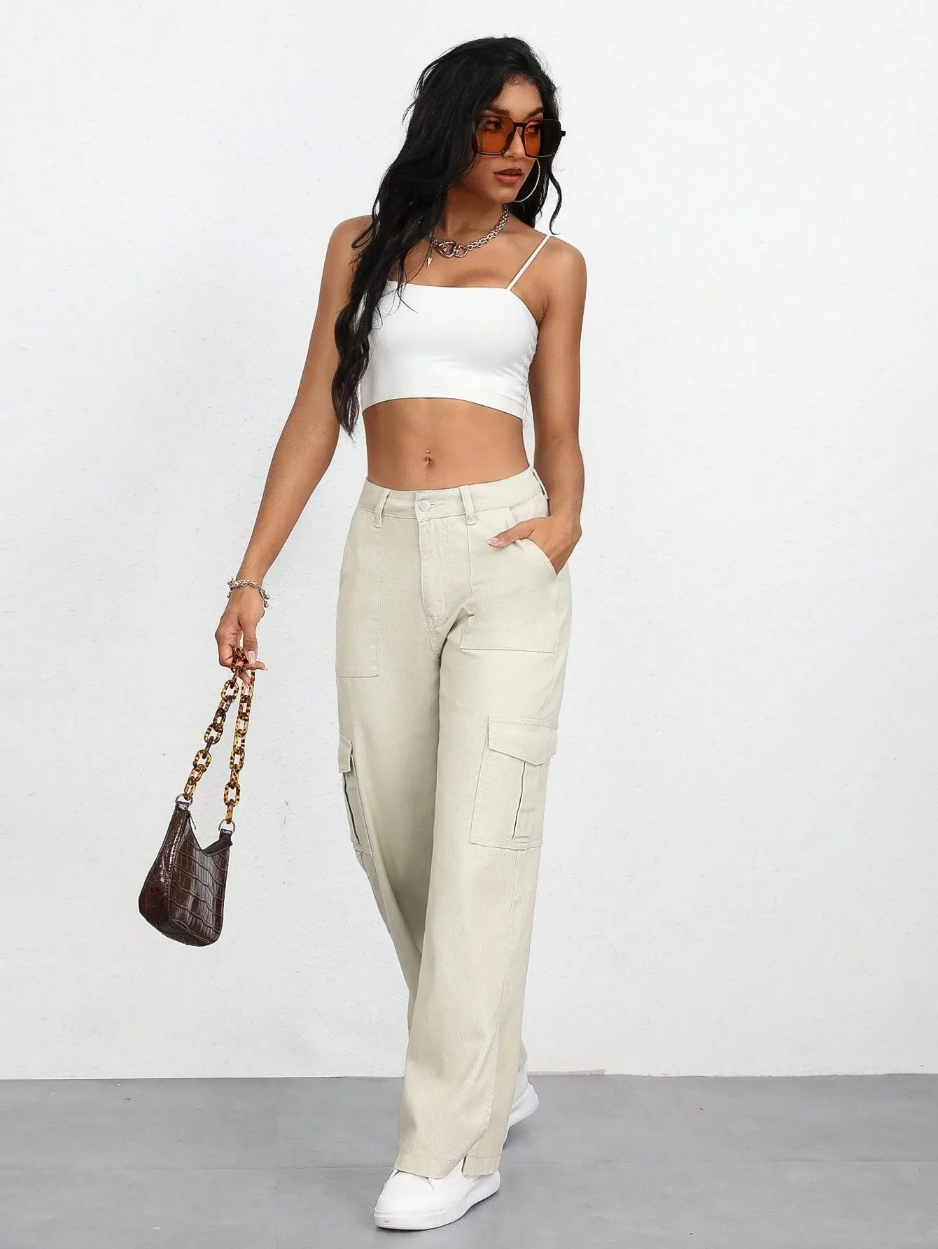 Bellbum Ladies Cargo Jeans Beige Denim - Bellbum