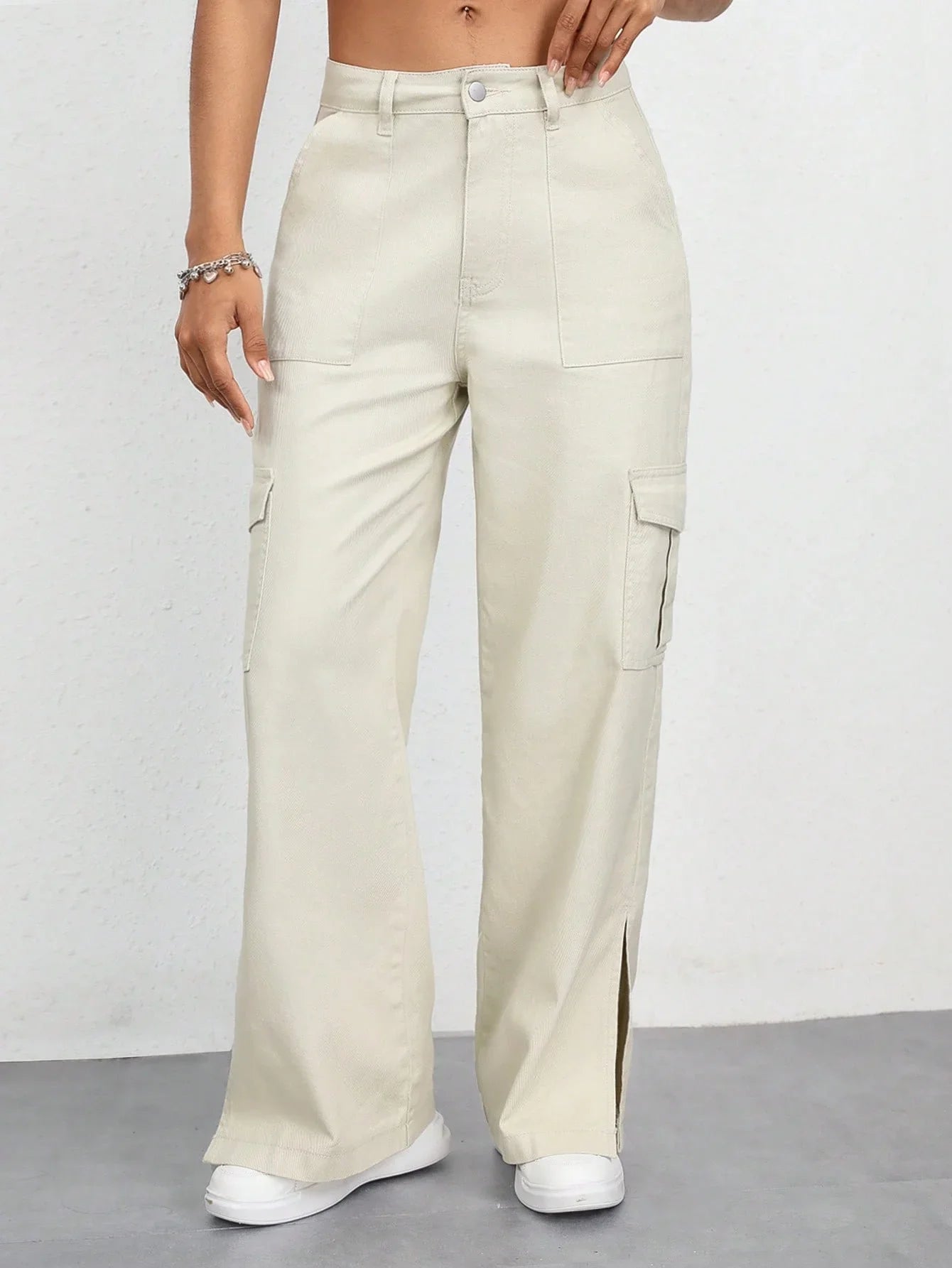 Bellbum Ladies Cargo Jeans Beige Denim - Bellbum