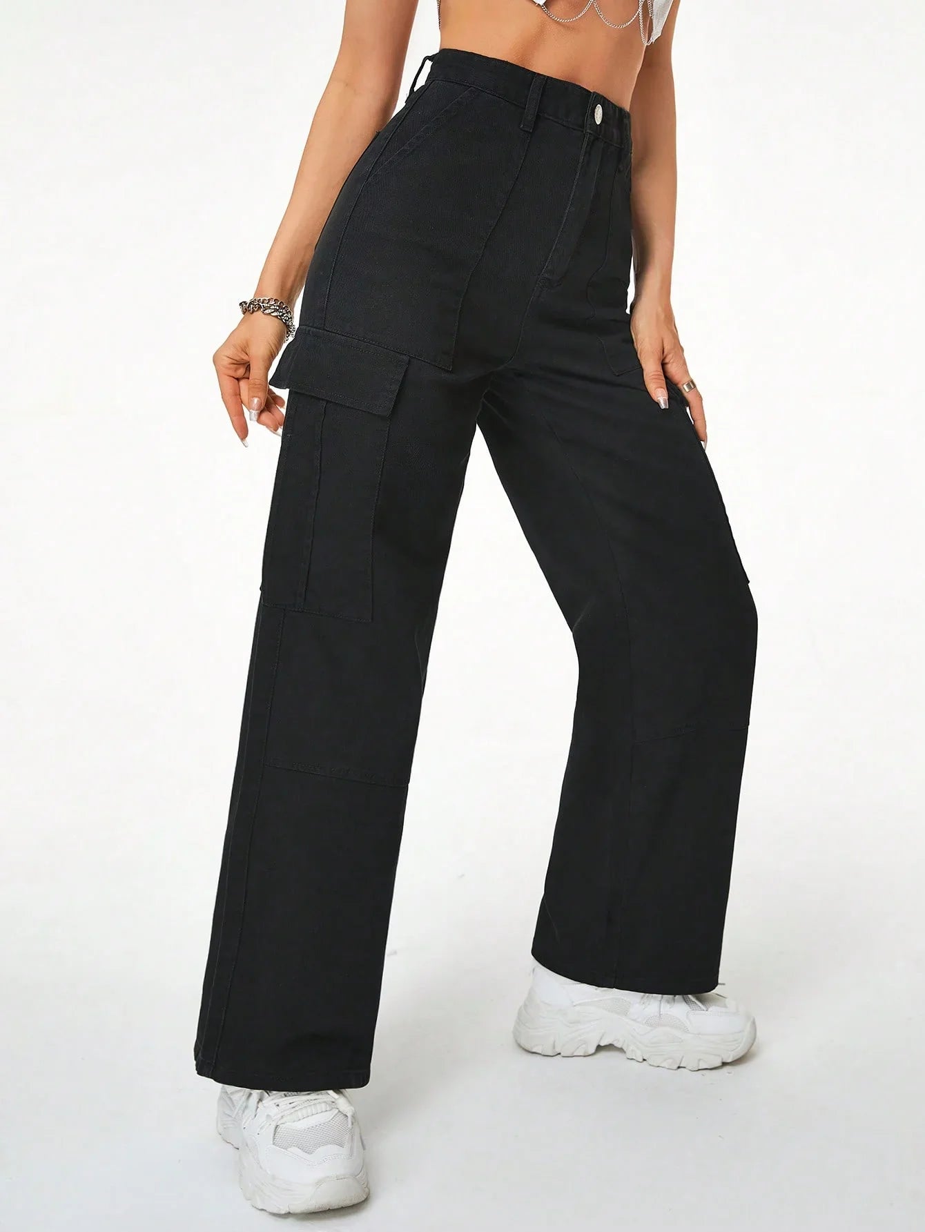 Bellbum Ladies Cargo Jeans Black Denim - Bellbum