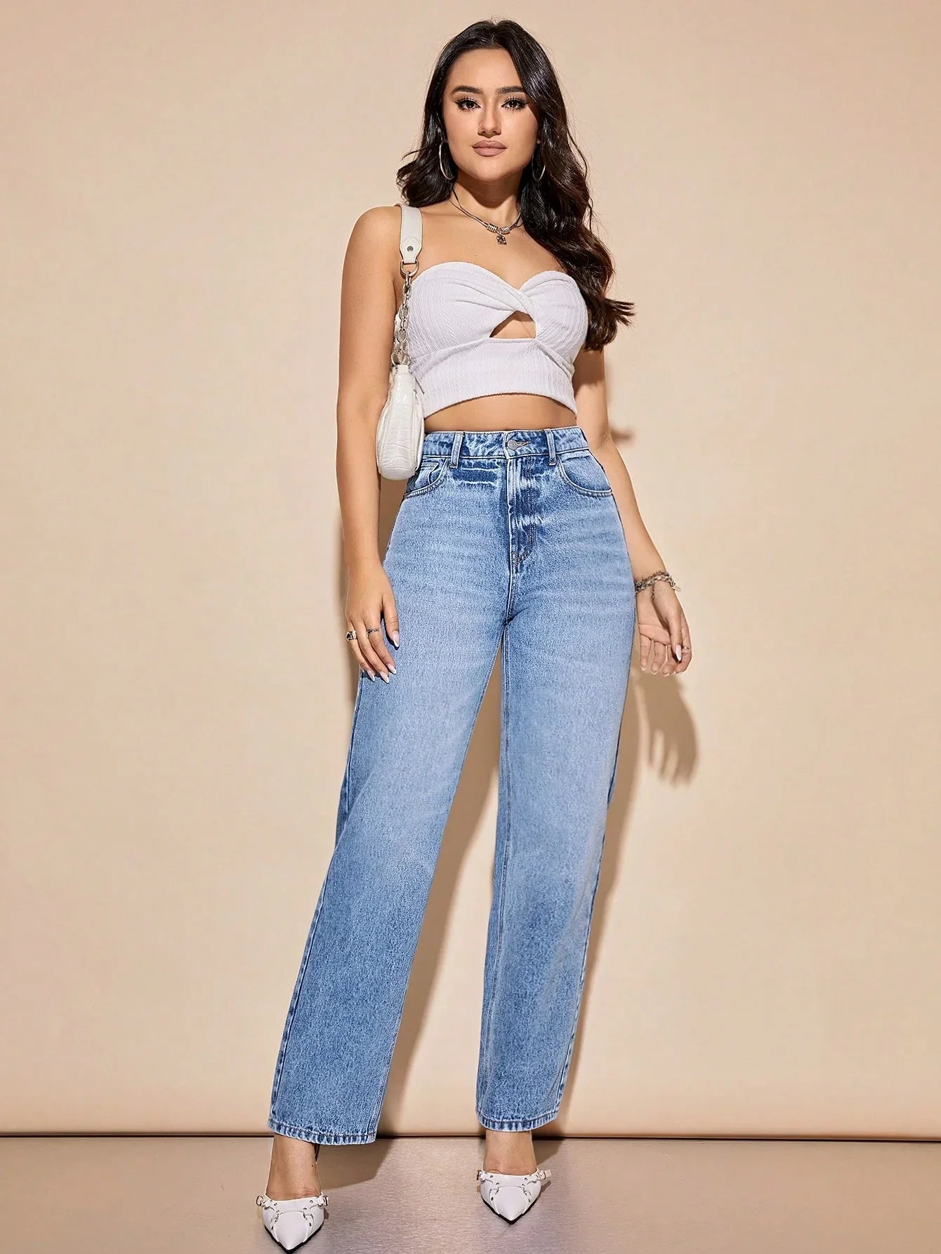 Bellbum Ice Blue Whisker High Waist Wide Leg Denim - Bellbum