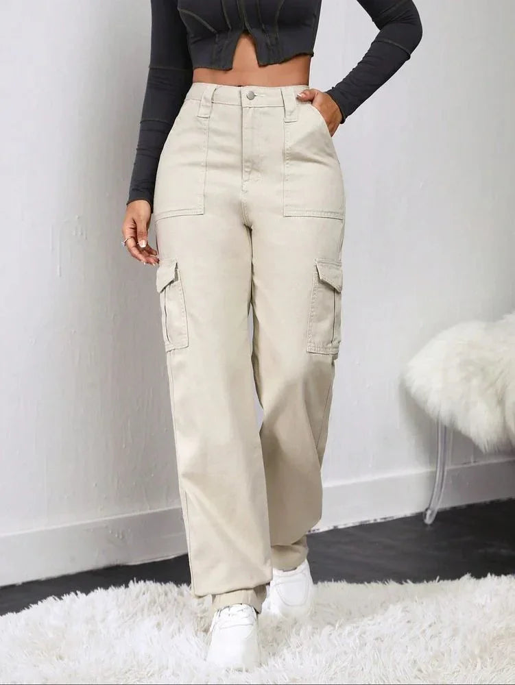 Bellbum Ladies Cargo Jeans Beige Denim - Bellbum