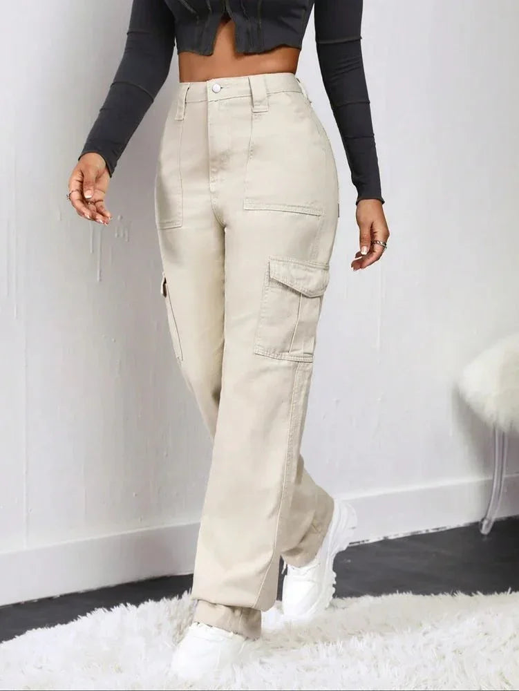 Bellbum Ladies Cargo Jeans Beige Denim - Bellbum