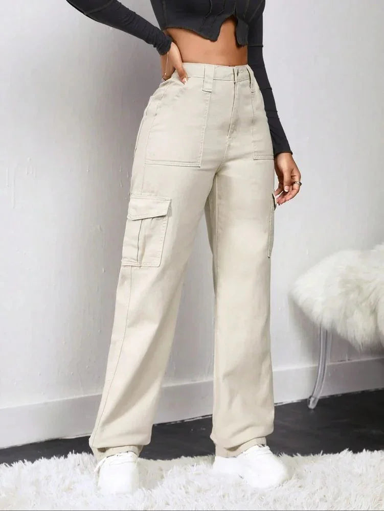 Bellbum Ladies Cargo Jeans Beige Denim - Bellbum