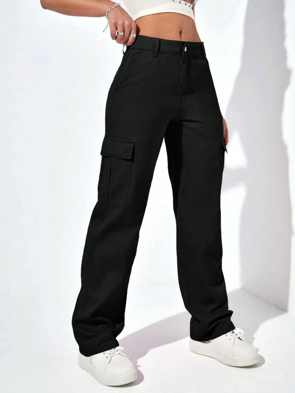 Bellbum Ladies Cargo Jeans Black Denim - Bellbum