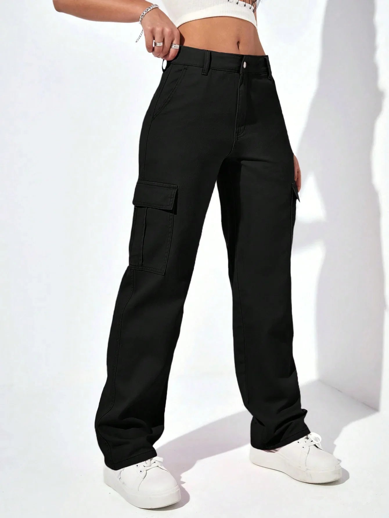 Bellbum Ladies Cargo Jeans Black Denim - Bellbum