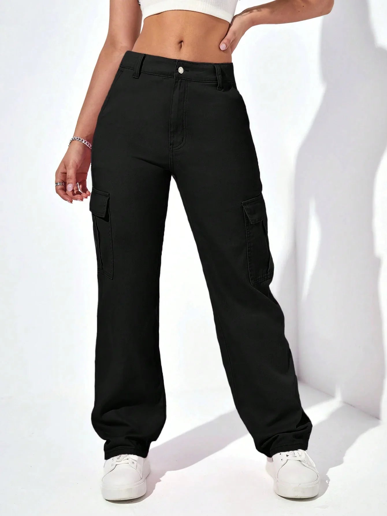Bellbum Ladies Cargo Jeans Black Denim - Bellbum