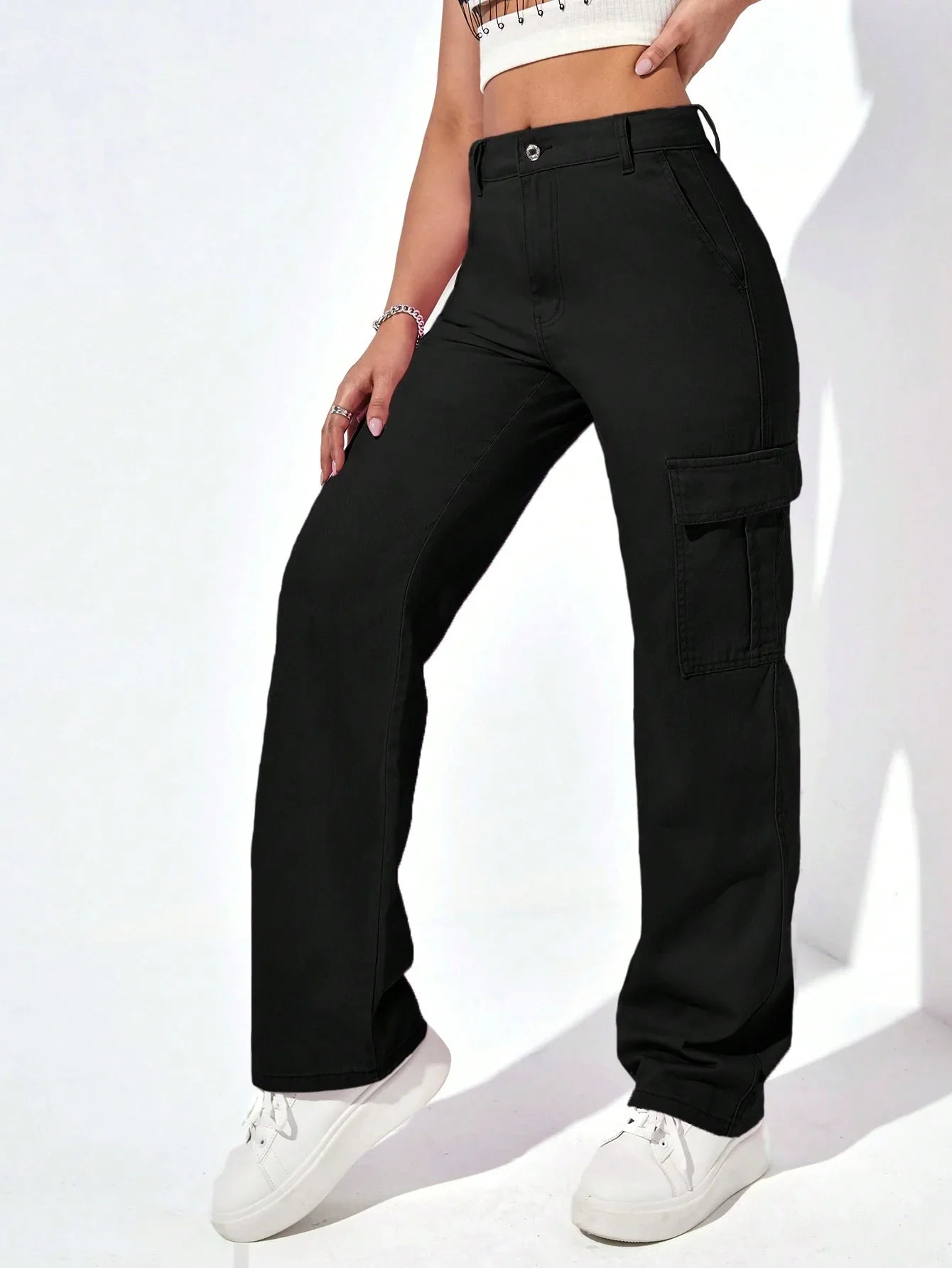 Bellbum Ladies Cargo Jeans Black Denim - Bellbum