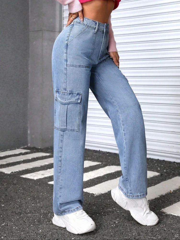 Bellbum Ladies Cargo Jeans Light Blue Denim - Bellbum