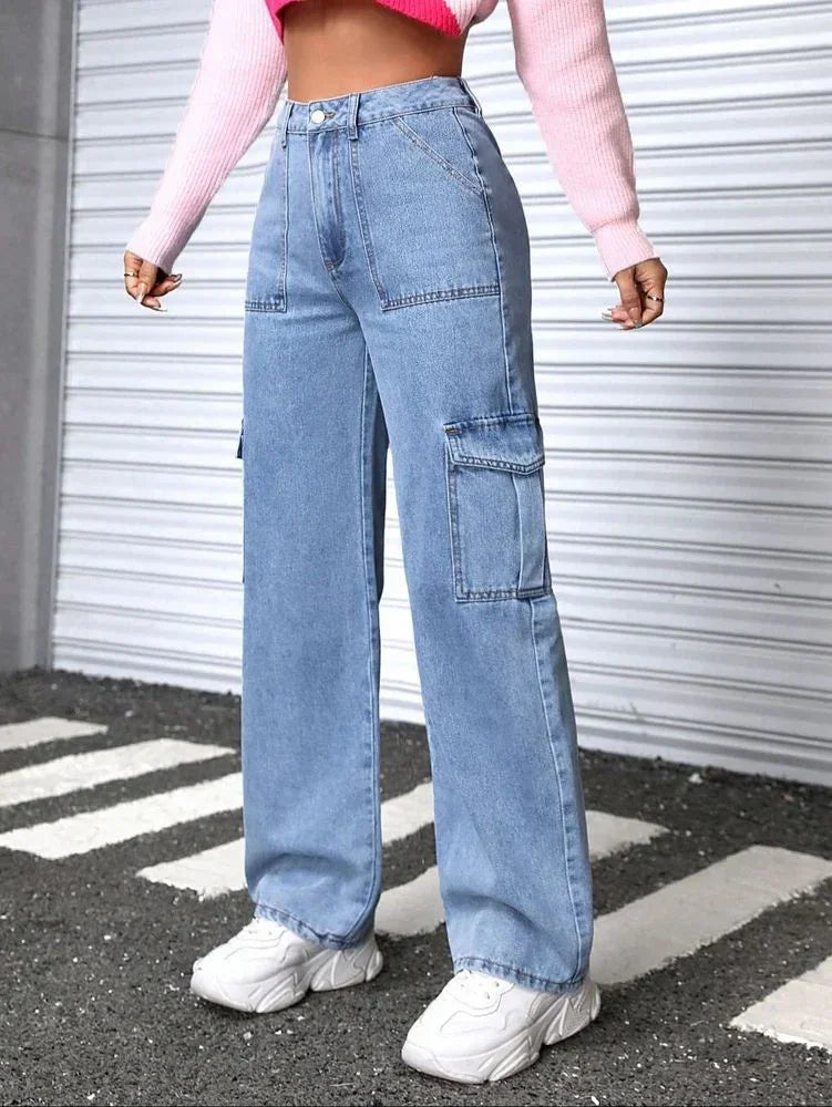 Bellbum Ladies Cargo Jeans Light Blue Denim - Bellbum