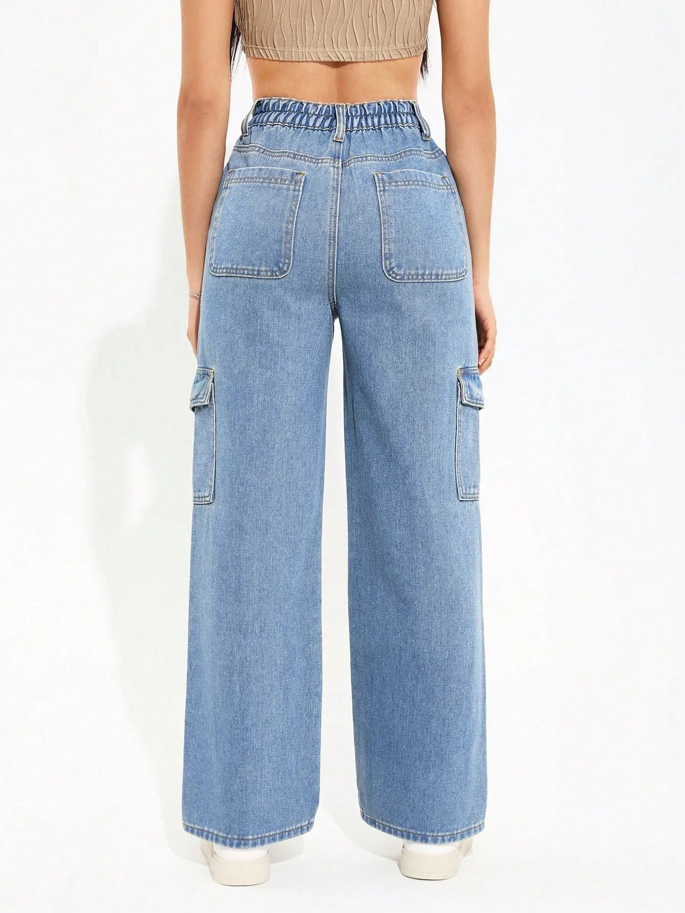 Bellbum Ladies Cargo Jeans Light Blue Denim - Bellbum