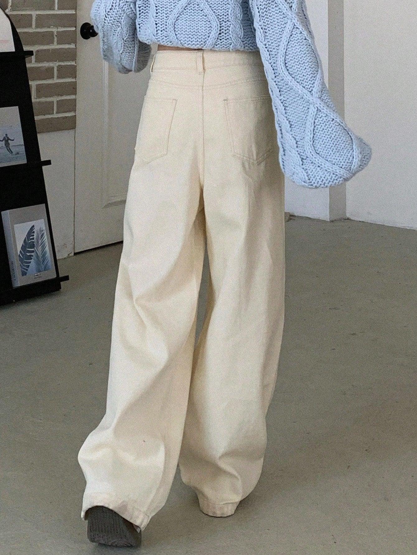 Bellbum Wide Leg Jeans Creme Denim - Bellbum