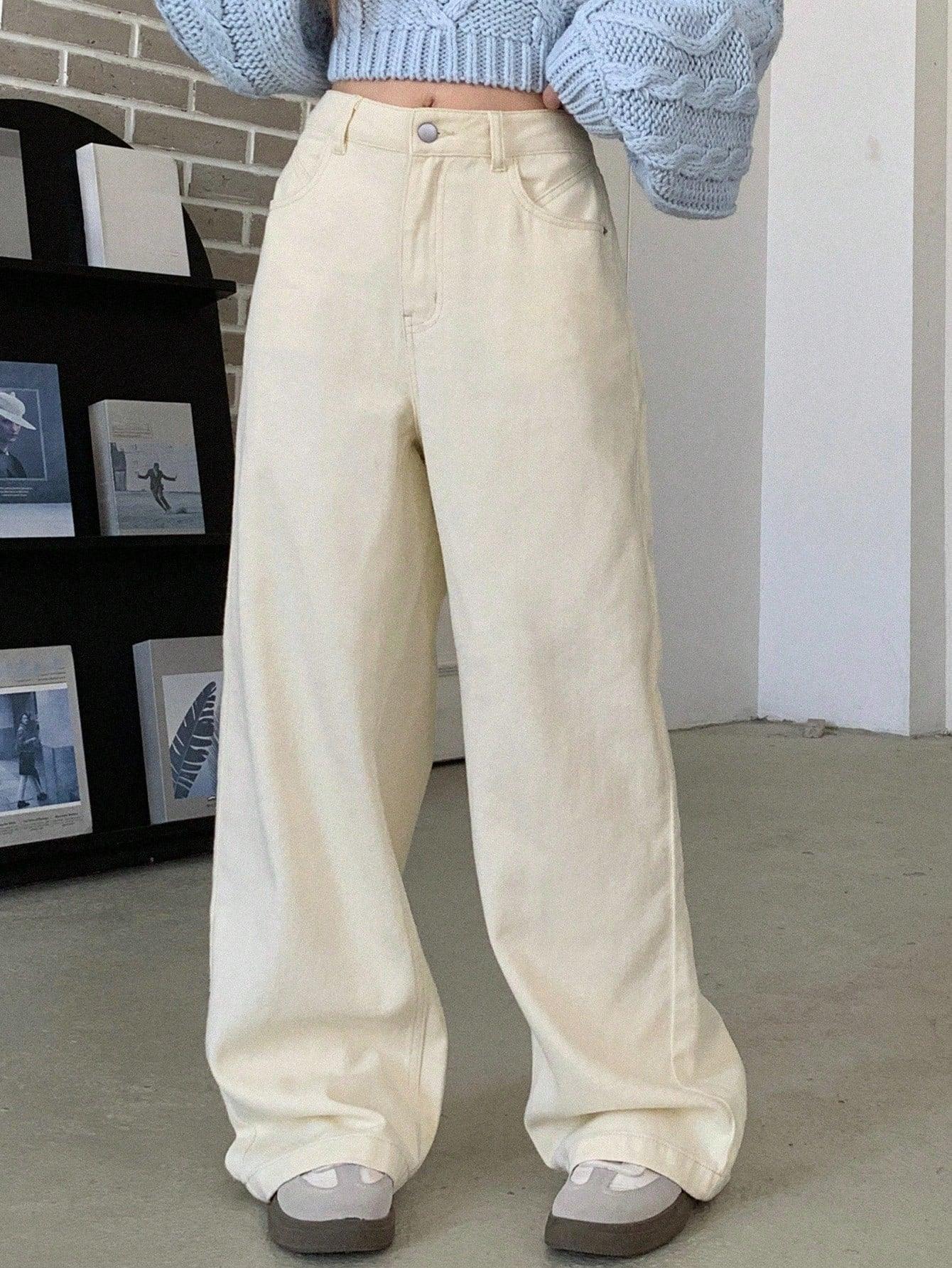 Bellbum Wide Leg Jeans Creme Denim - Bellbum