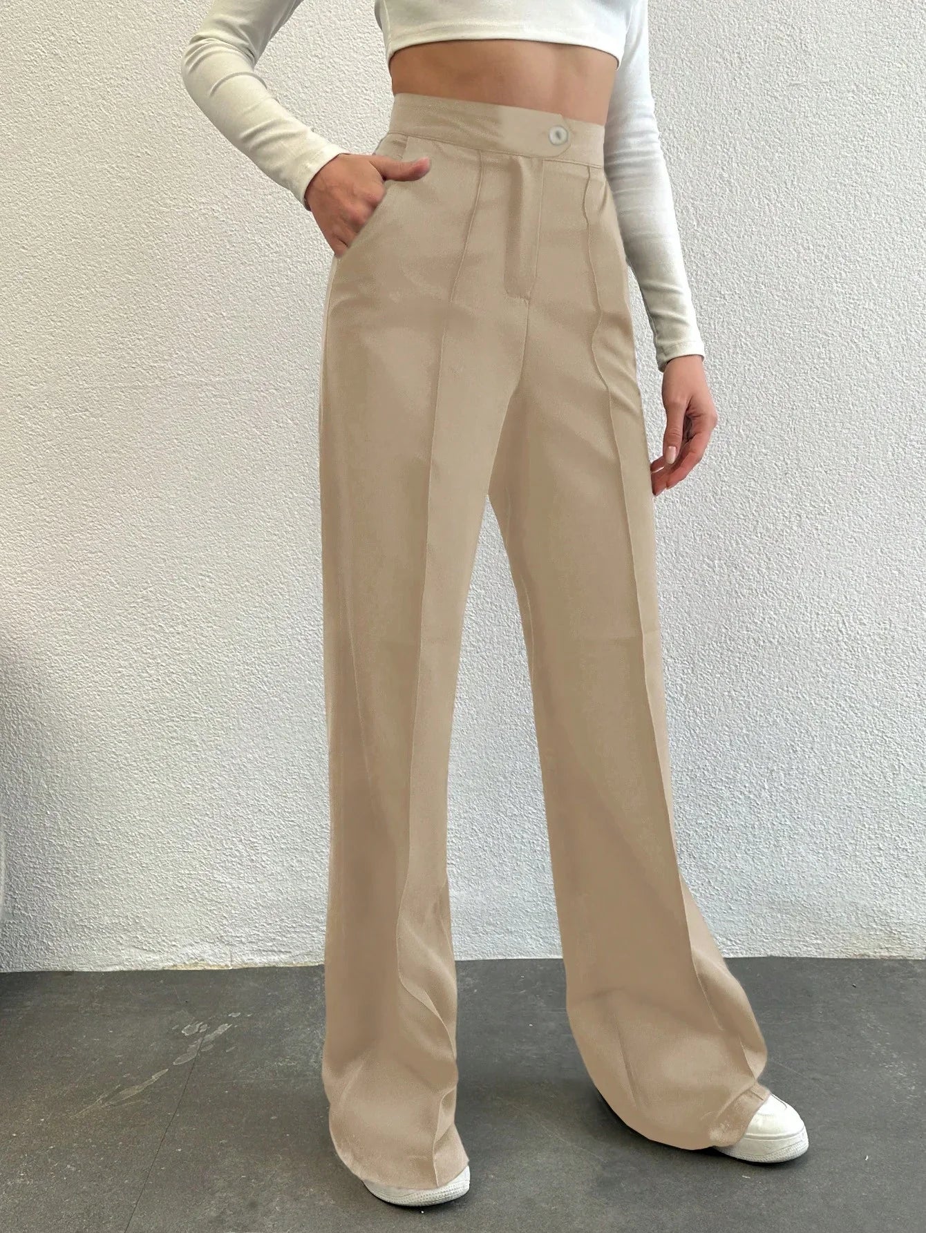 Bellbum Casual Trouser Beige Lycra Pant - Bellbum