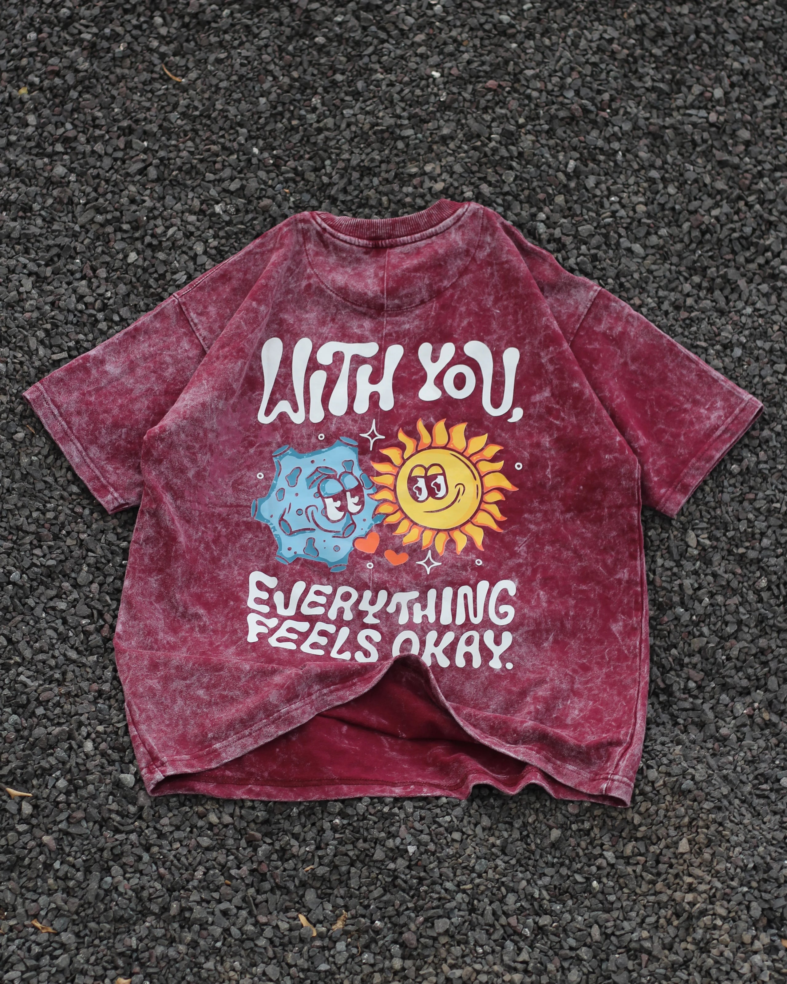 Bellbum Unisex Oversized T-Shirt Maroon Cotton – With You Everything Is Okay