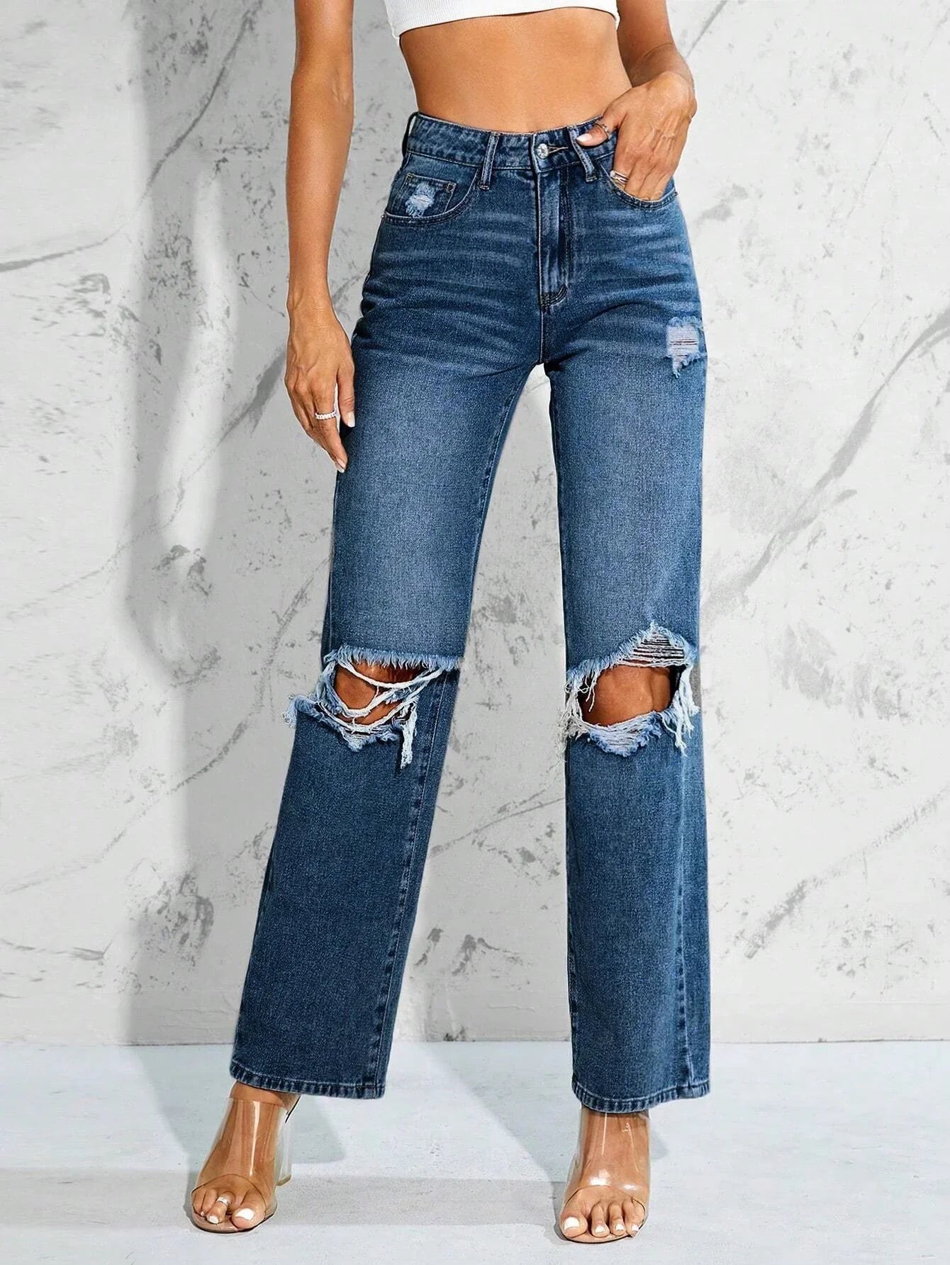 Bellbum Denim Jeans Dark Blue Ripped - Bellbum