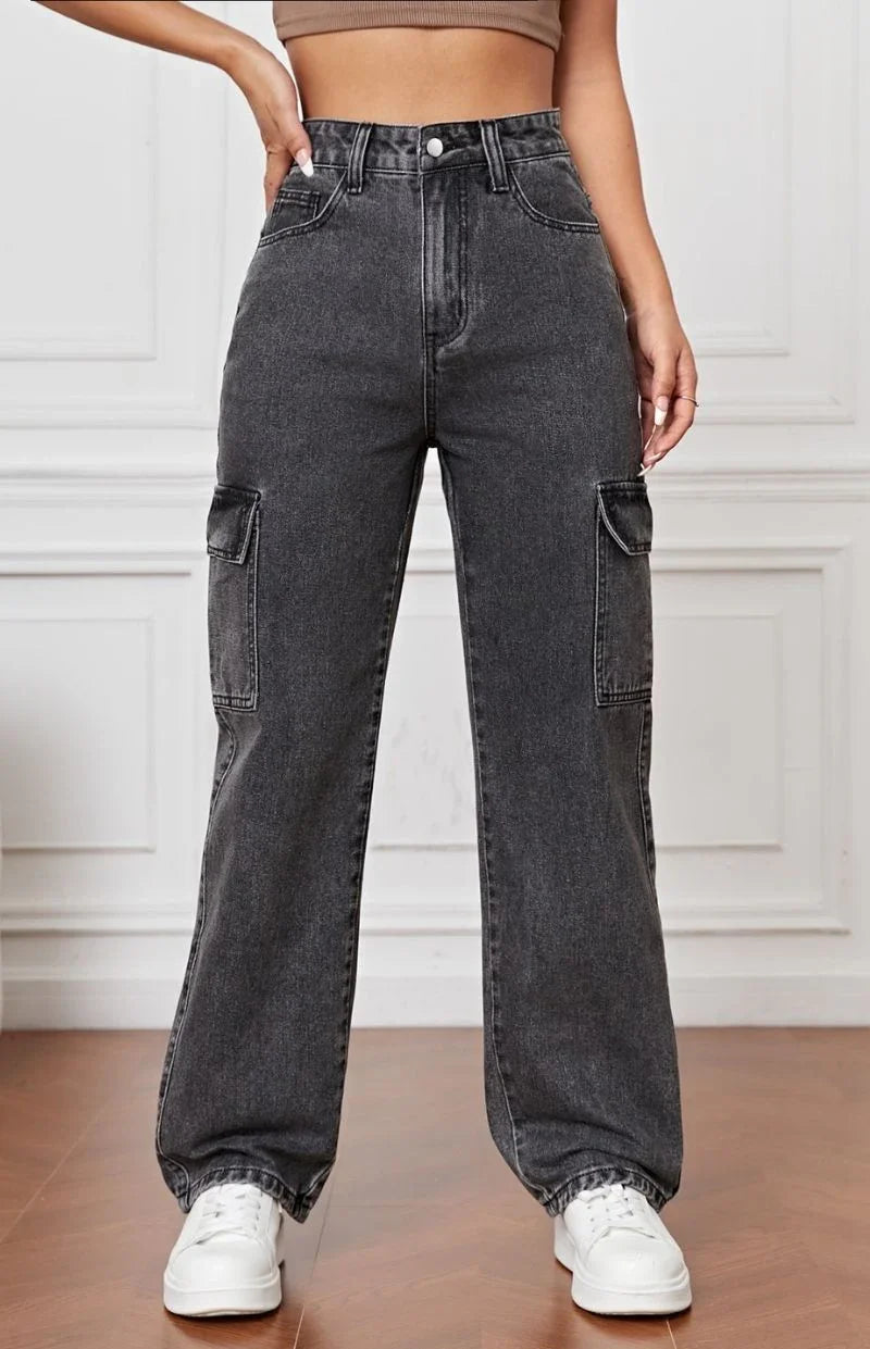 Bellbum Ladies Cargo Jeans Grey Denim - Bellbum