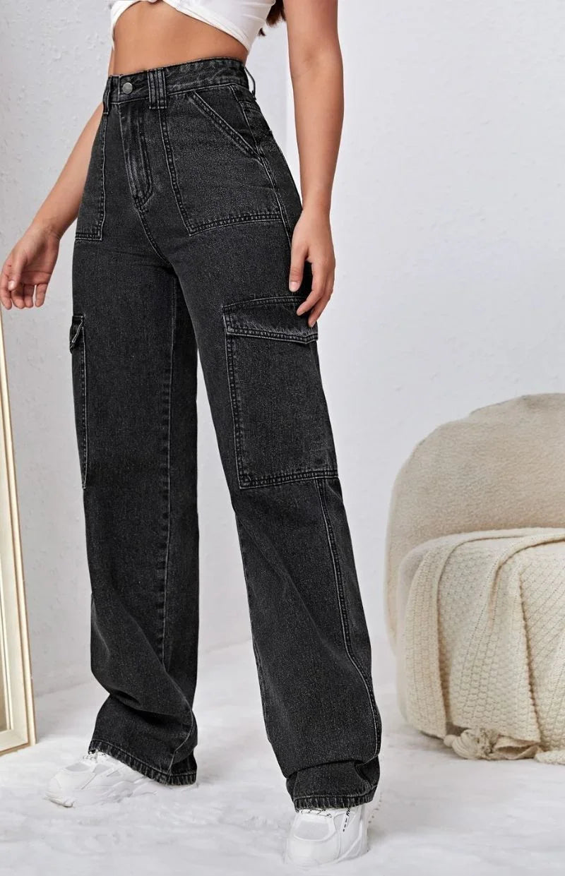 Bellbum Ladies Cargo Jeans Grey Denim - Bellbum