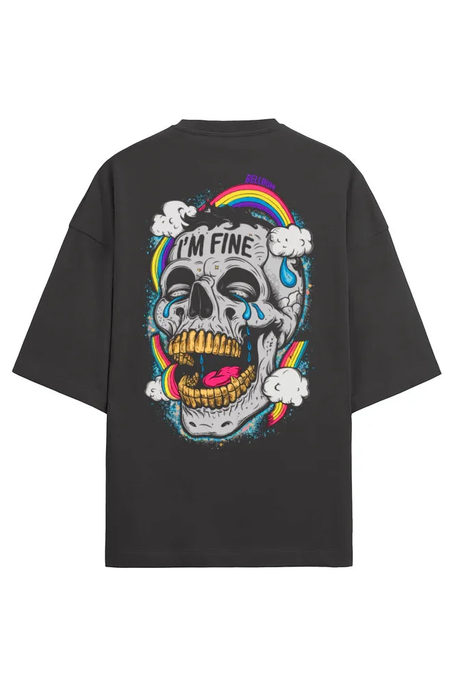 Fine Skull Unisex printed graphic oversized t-shirt - Bellbum