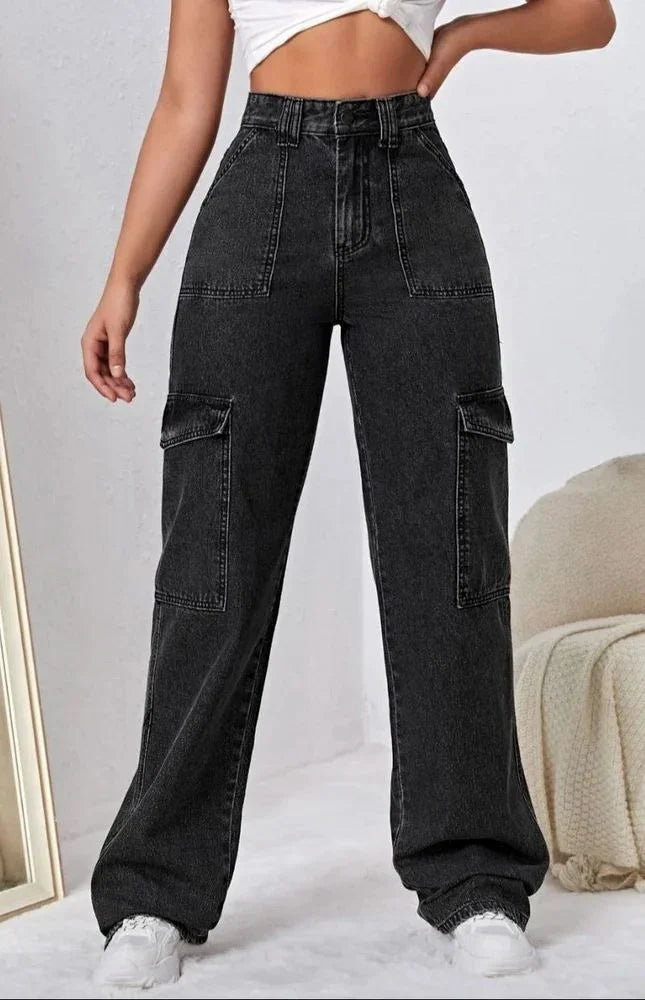 Bellbum Ladies Cargo Jeans Grey Denim - Bellbum
