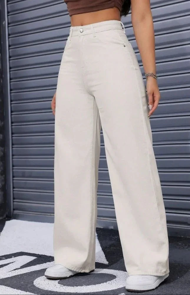 Bellbum Wide Leg Jeans Creme Denim - Bellbum