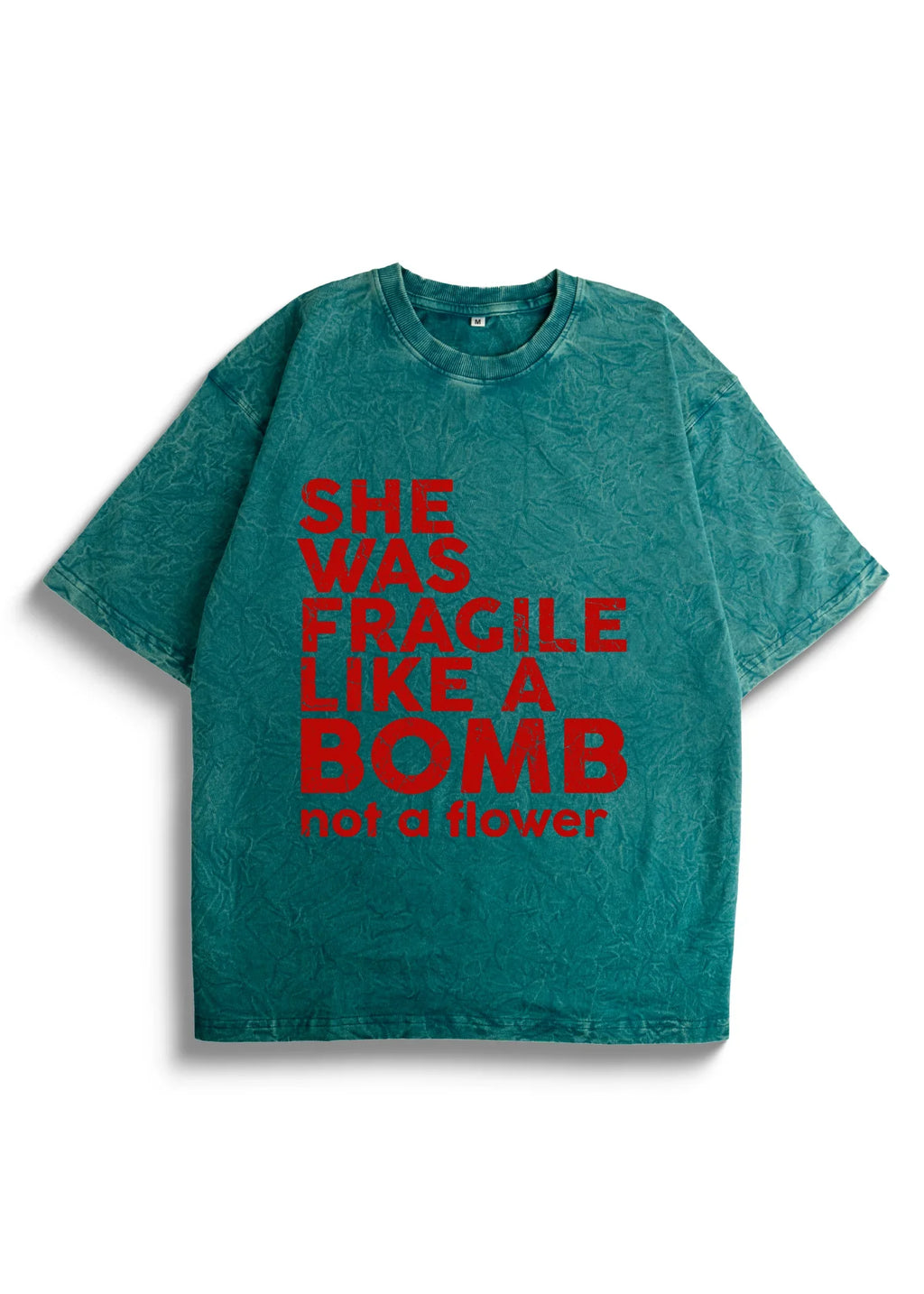 She Was Fragile Acid Wash Oversized T-Shirt - Bellbum