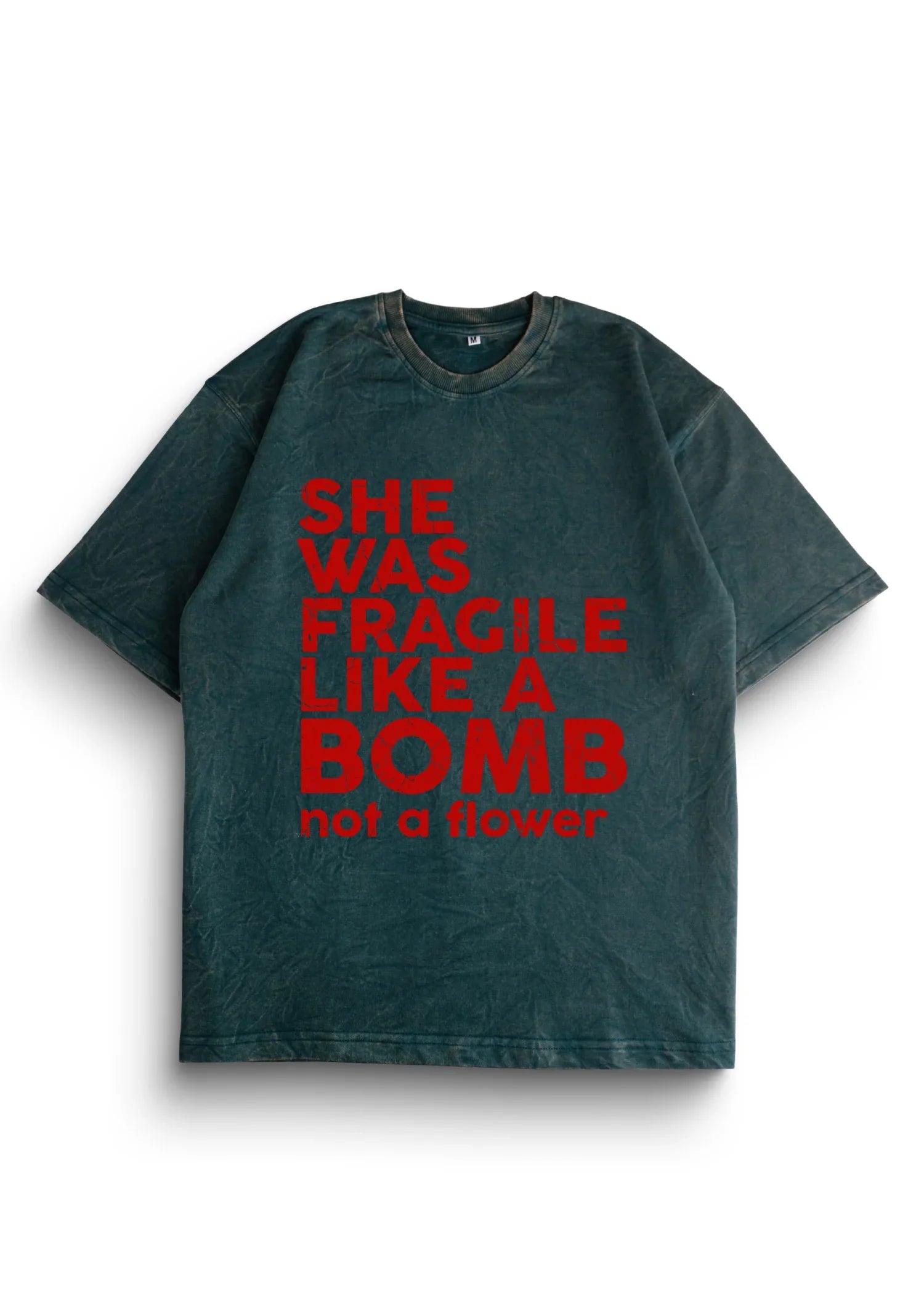 She Was Fragile Acid Wash Oversized T-Shirt - Bellbum