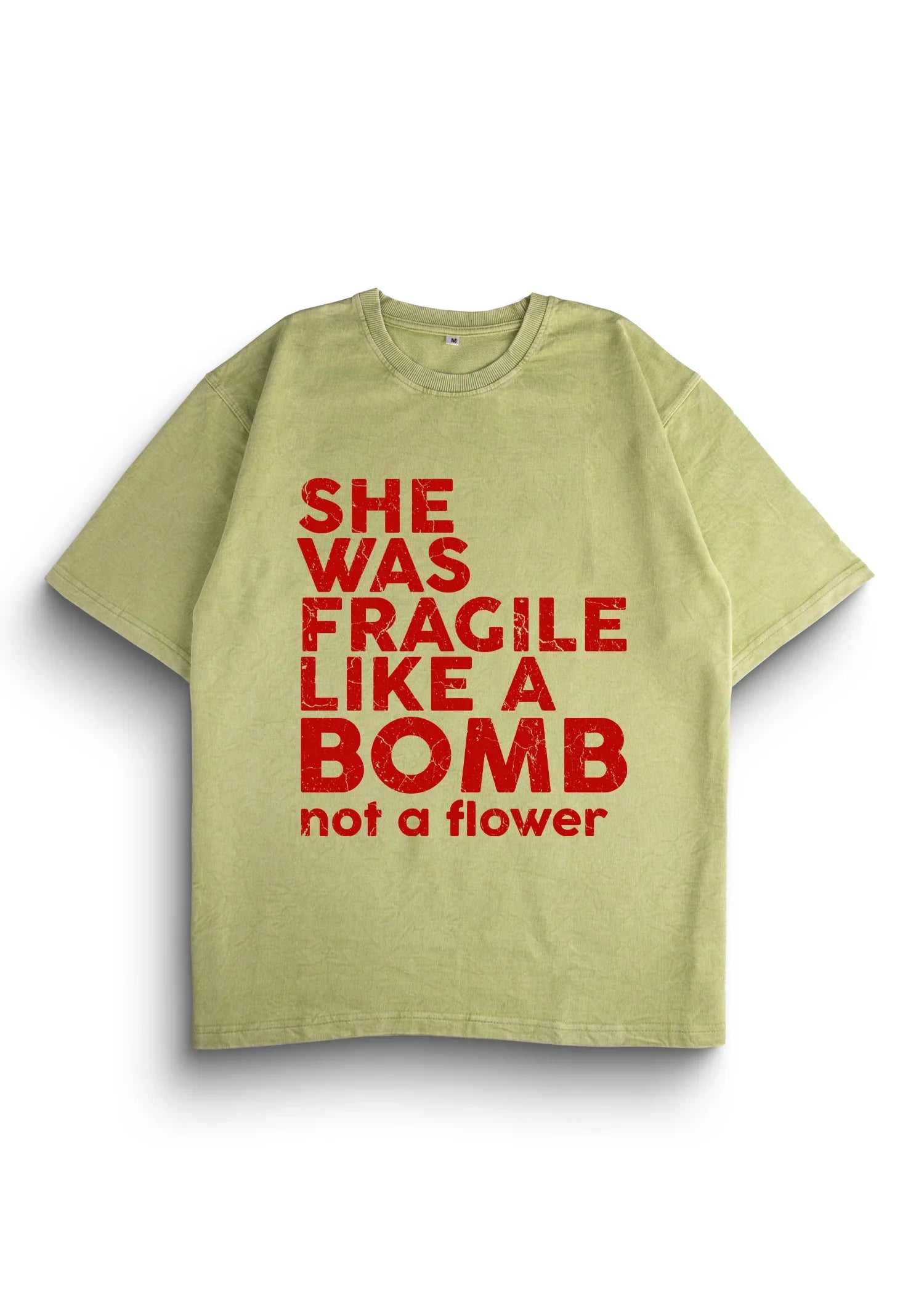 She Was Fragile Acid Wash Oversized T-Shirt - Bellbum
