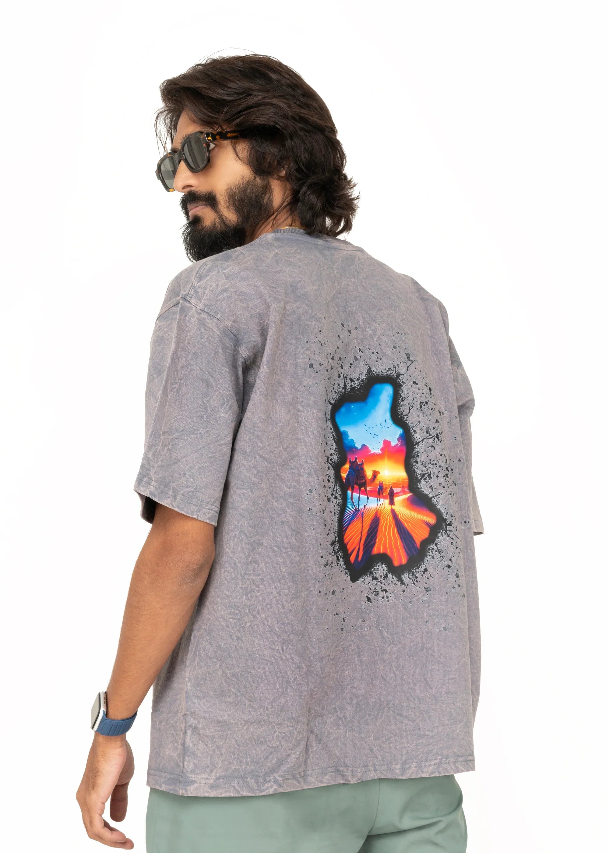 Lost Acid Wash Oversized T-Shirt - Bellbum