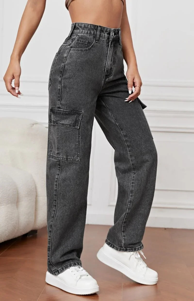 Bellbum Ladies Cargo Jeans Grey Denim - Bellbum