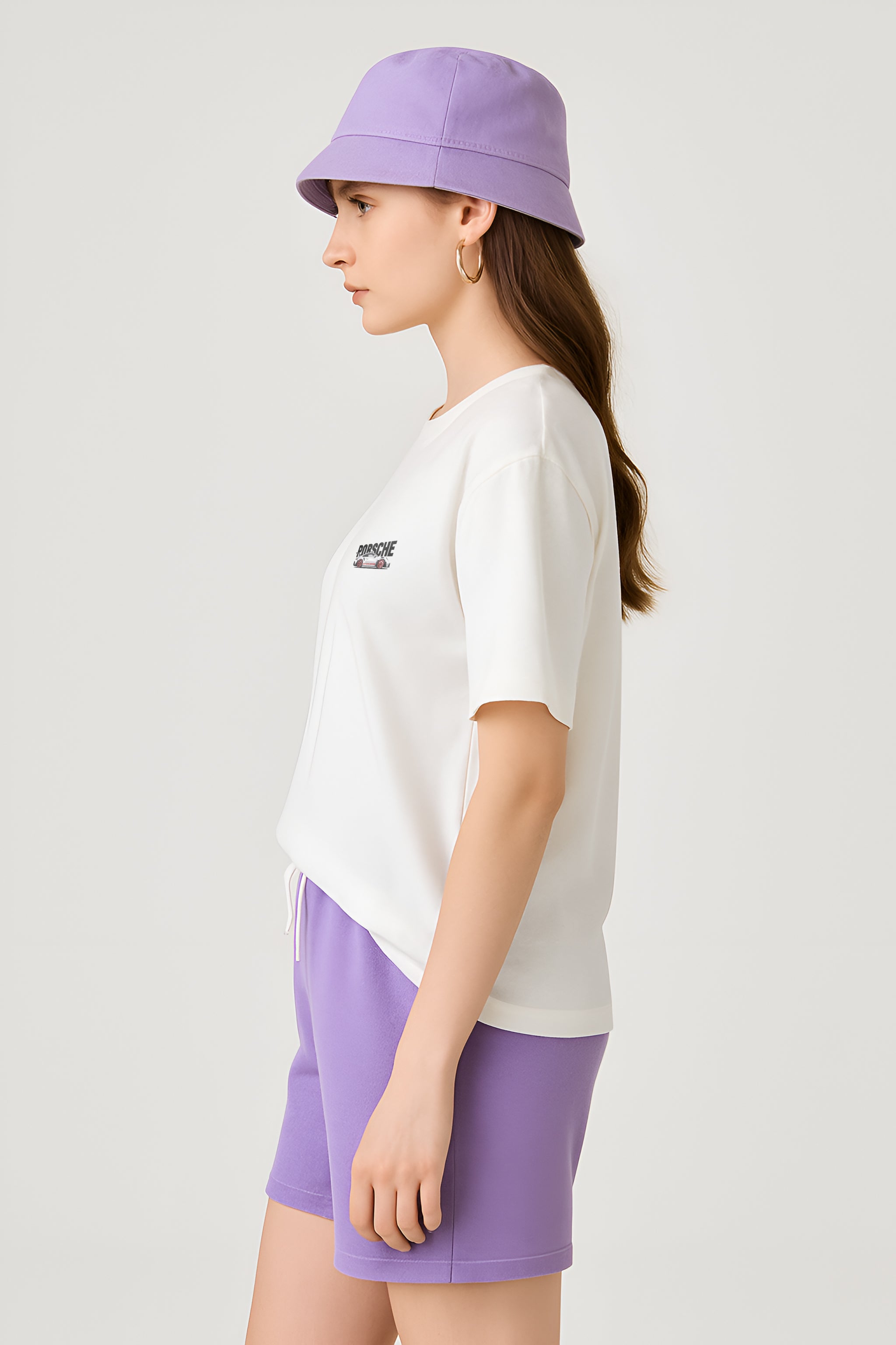 Porsche Graphic Oversized T-Shirt for Men | 240 GSM French Terry Cotton | White | Car Design DTF Print
