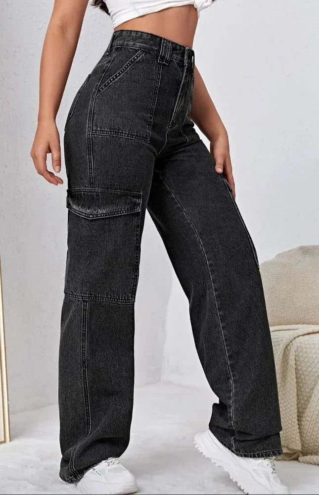 Bellbum Ladies Cargo Jeans Grey Denim - Bellbum