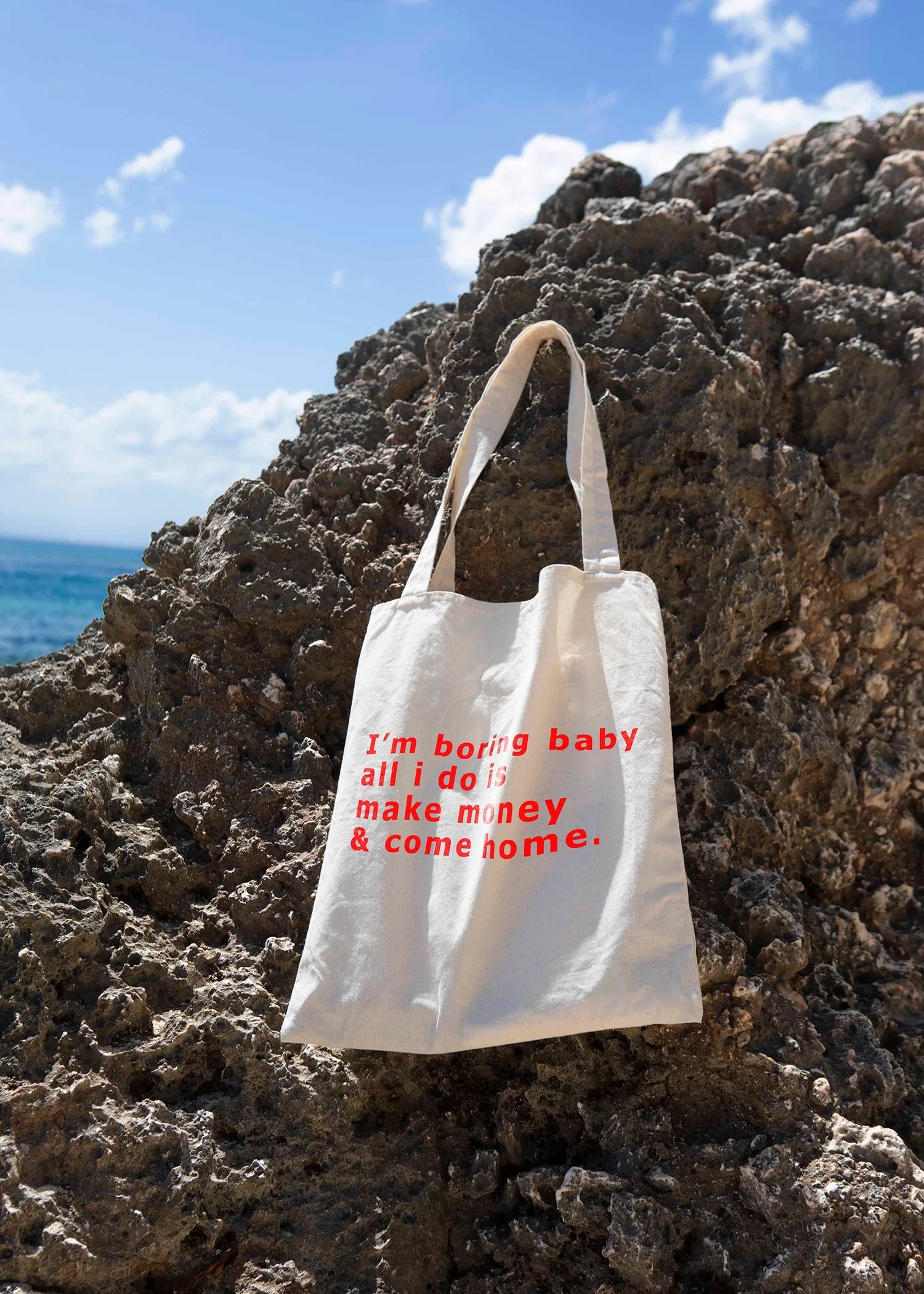 Minimalist Canvas Tote Bag - ‘I’m Boring Baby’ by Bellbum - Bellbum