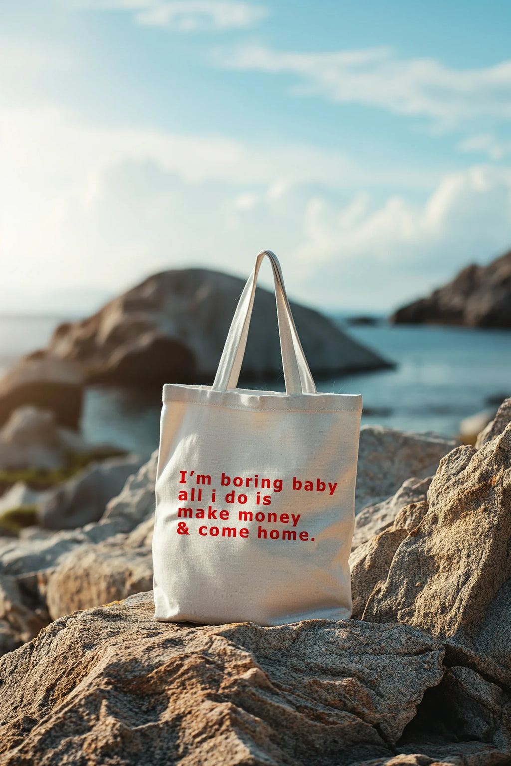 Minimalist Canvas Tote Bag - ‘I’m Boring Baby’ by Bellbum - Bellbum