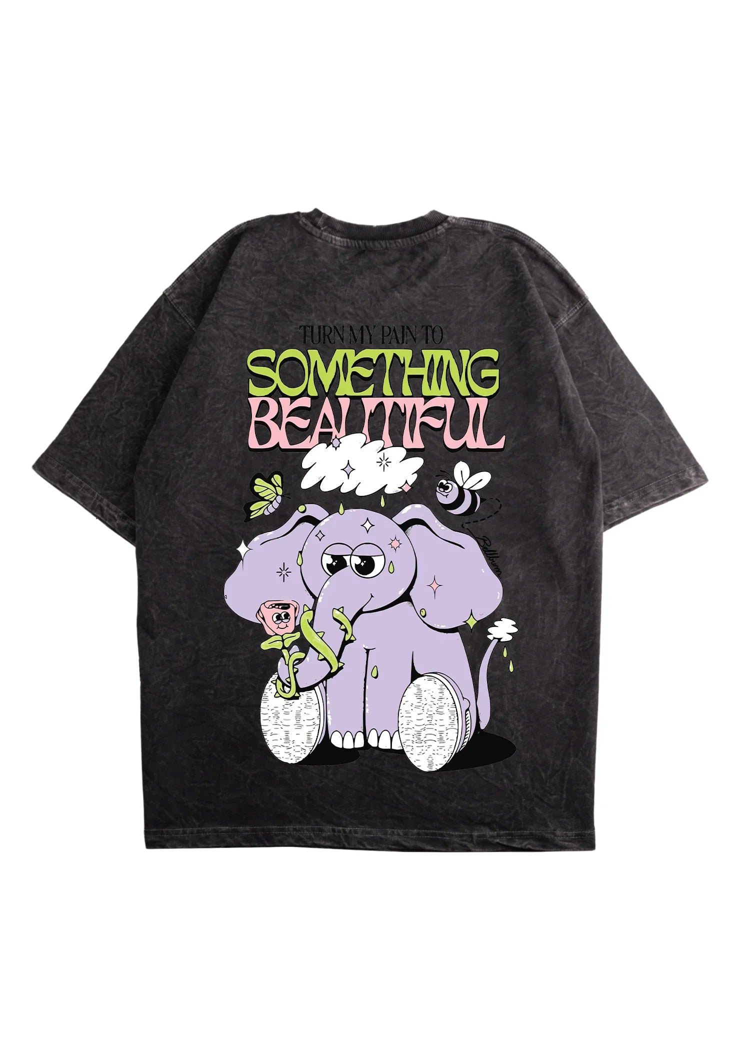 Something beautiful Acid Wash Oversized T-Shirt - Bellbum