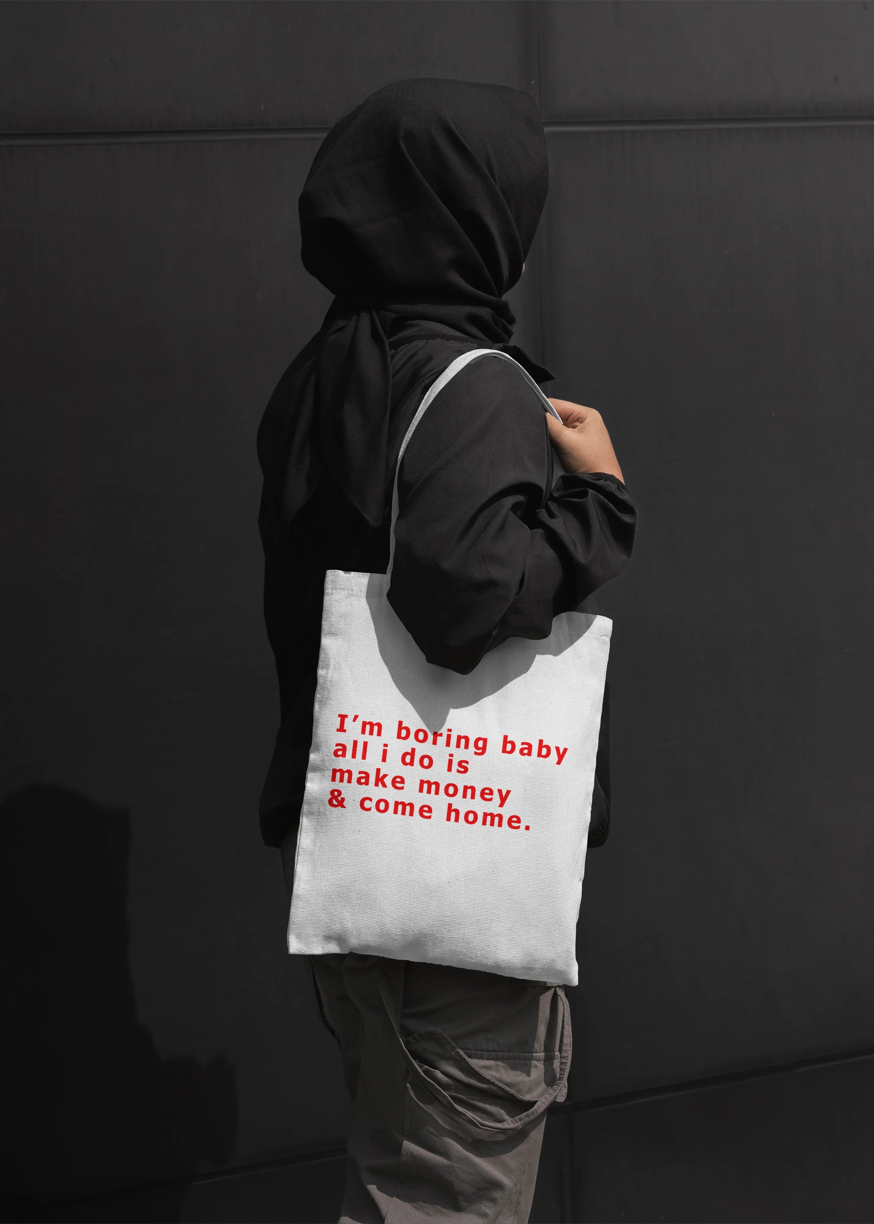 Minimalist Canvas Tote Bag - ‘I’m Boring Baby’ by Bellbum - Bellbum