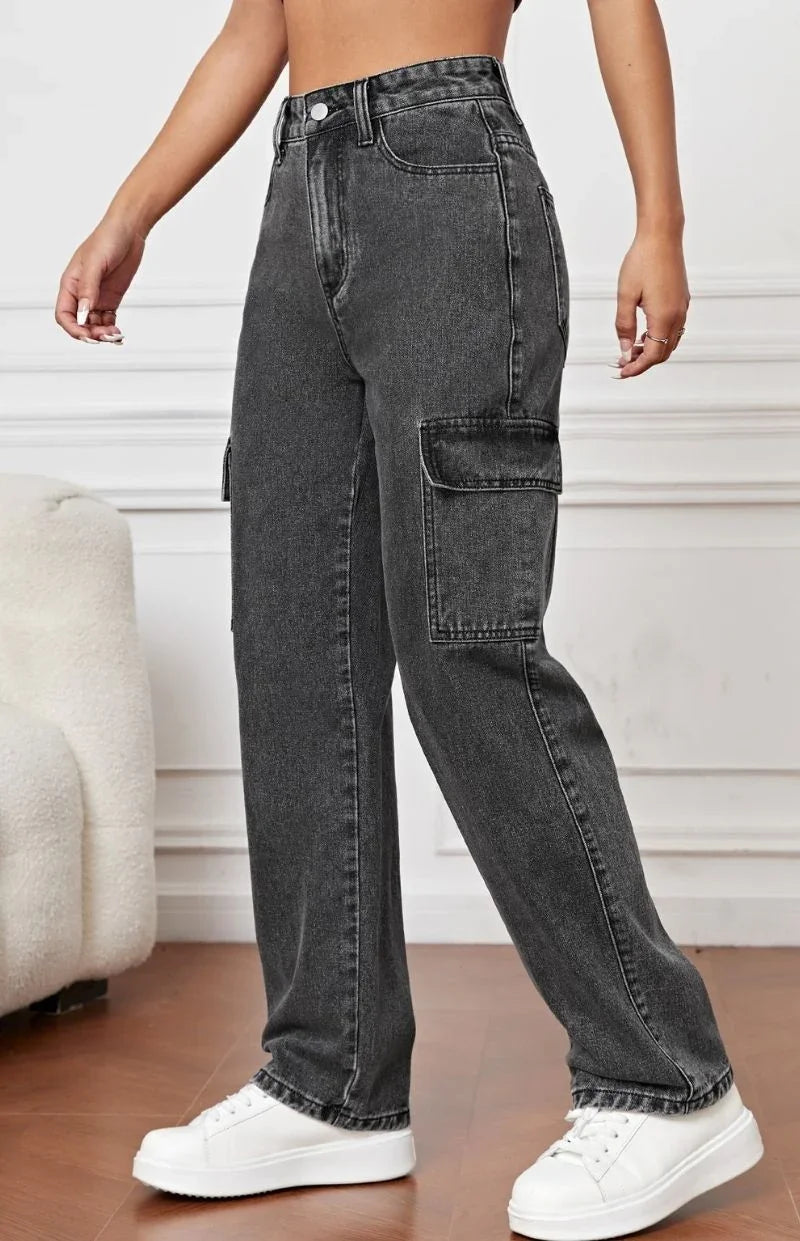 Bellbum Ladies Cargo Jeans Grey Denim - Bellbum