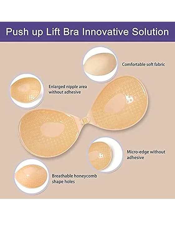 Bellbum Women's & Girl's Strapless Push Up Wire Free Stick On Invisible Bra (Free-Size)