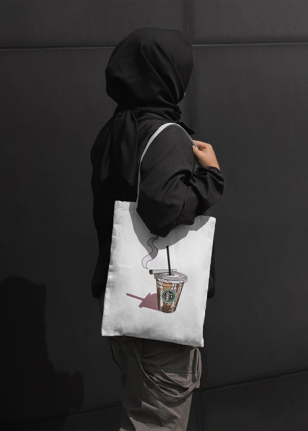Trendy Canvas Tote Bag - Coffee & Chill Design by Bellbum - Bellbum