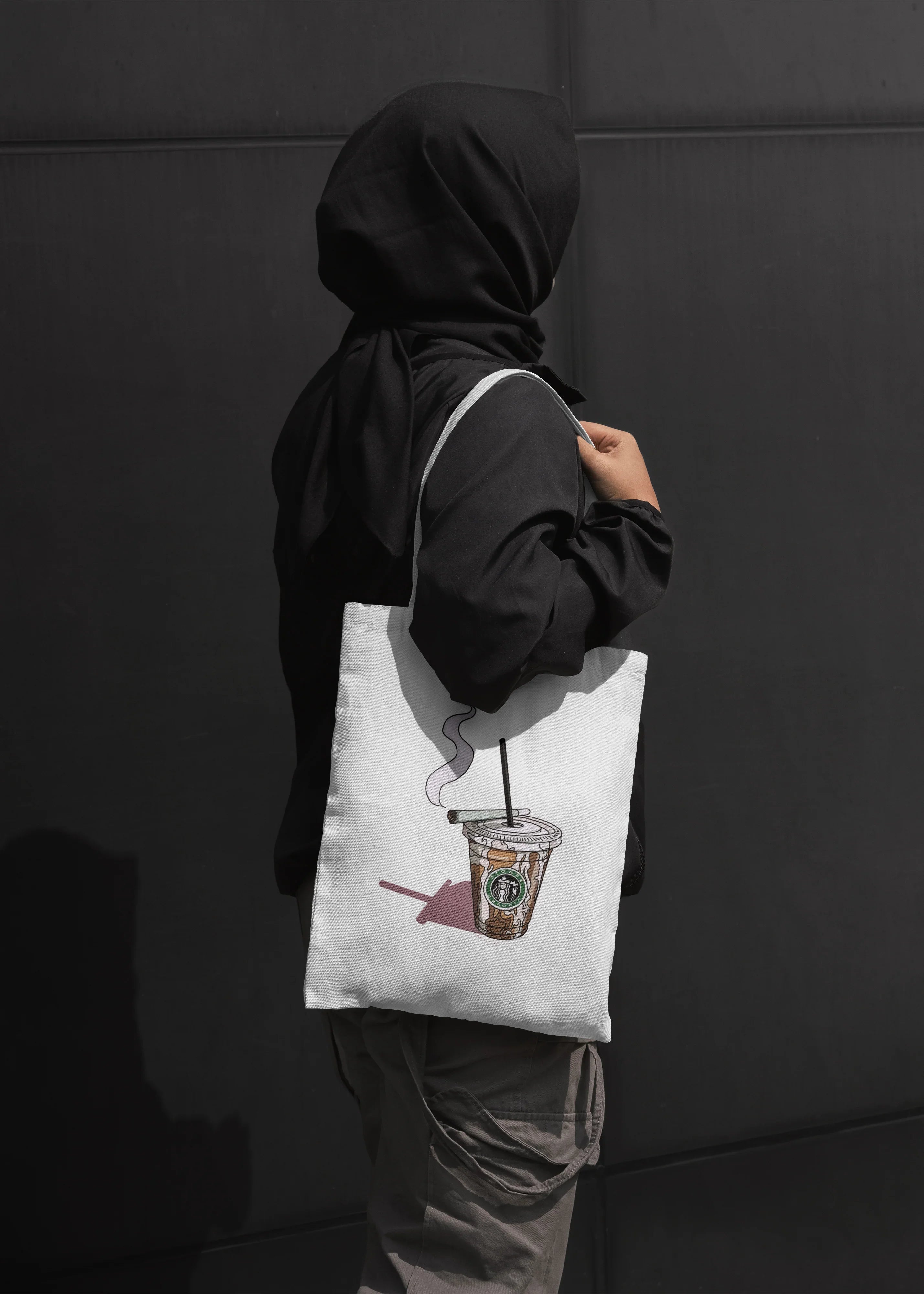 Trendy Canvas Tote Bag - Coffee & Chill Design by Bellbum - Bellbum