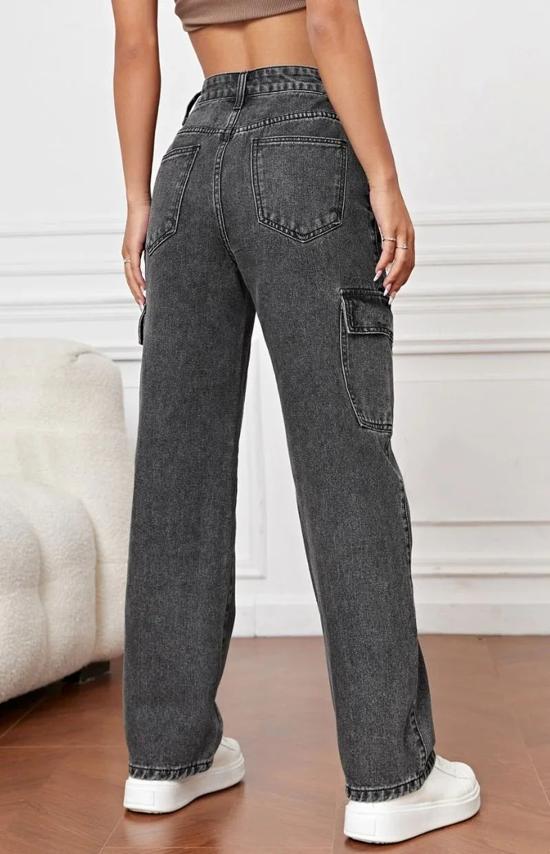 Bellbum Ladies Cargo Jeans Grey Denim - Bellbum